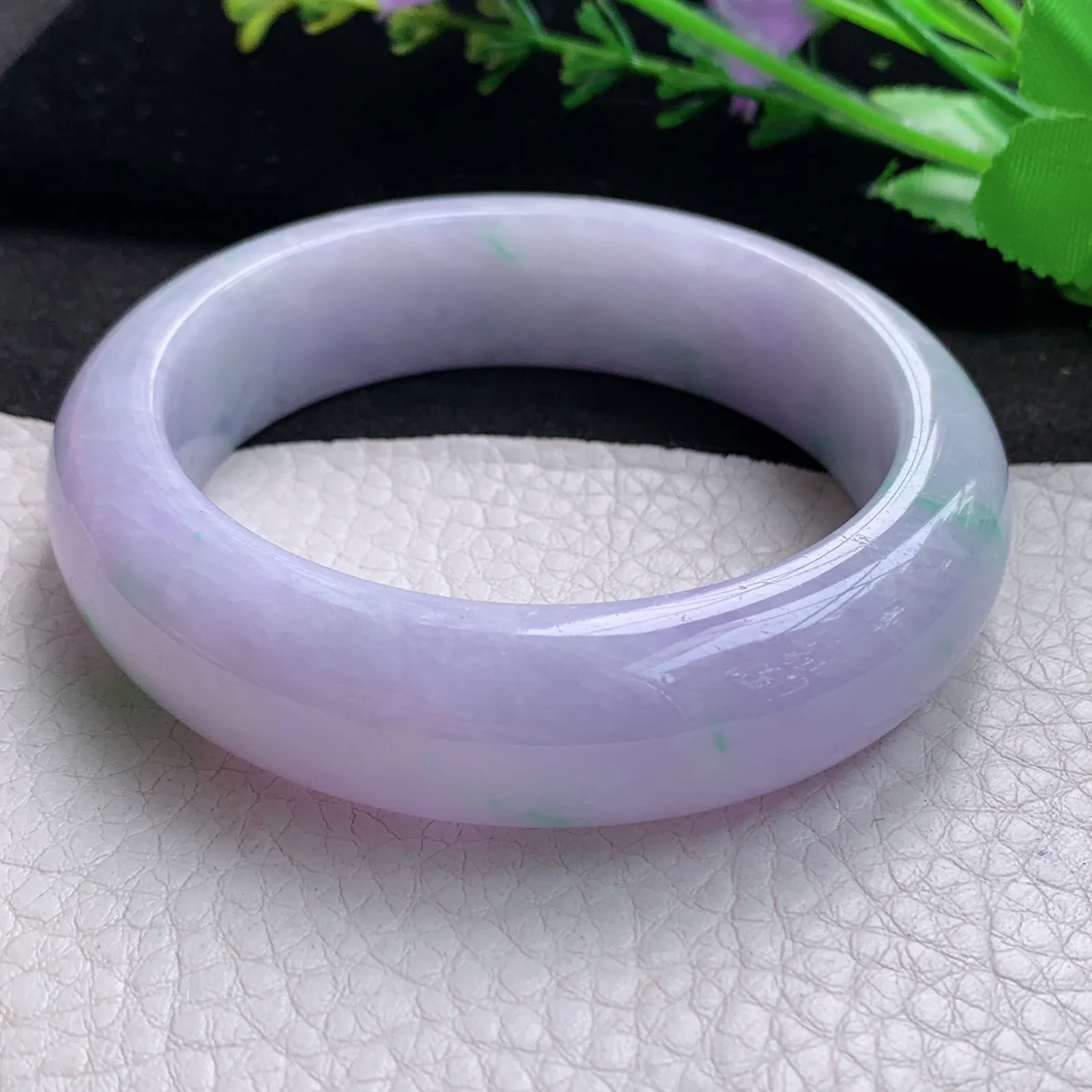 mq梦幻款57*16.3*9.7轮胎镯 天然缅甸翡翠A货细润厚装春带彩宽边玉手环