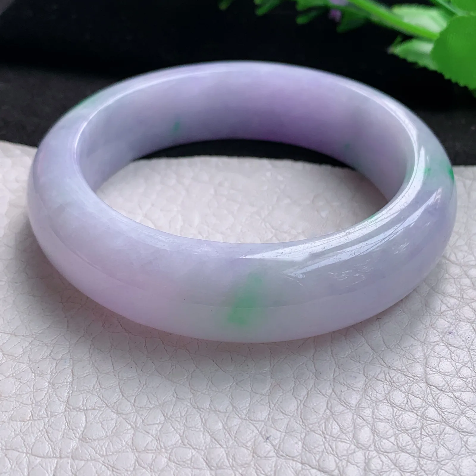 mq梦幻款57*16.3*9.7轮胎镯 天然缅甸翡翠A货细润厚装春带彩宽边玉手环