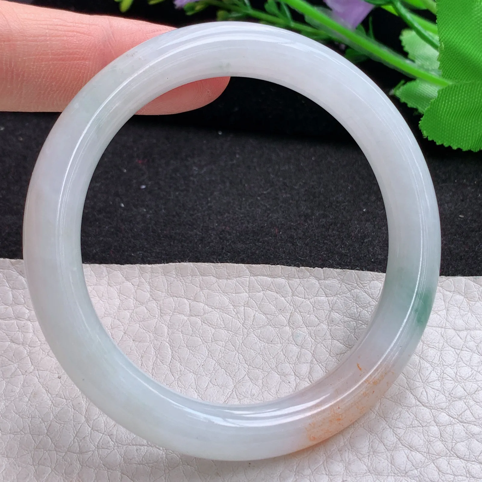 mq三彩款55*9.5*8.8叮当镯 天然缅甸翡翠A货细润圆条美人镯