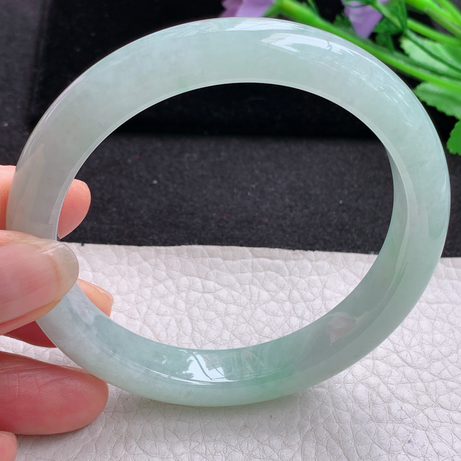 xx晴美大圈口61*11.5*9平安镯 天然缅甸翡翠A货细润晴绿宽边玉手环