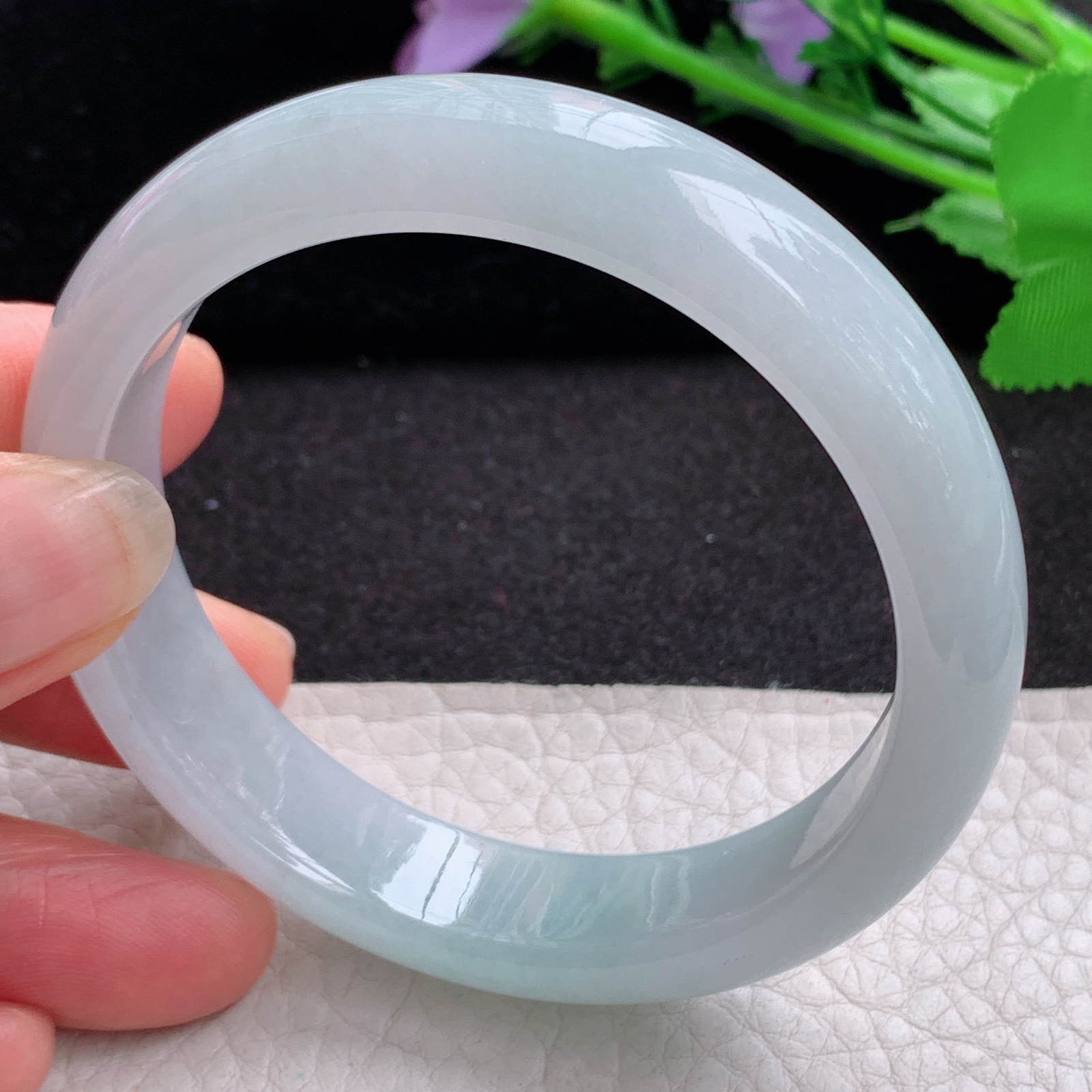 xx晴美55.5*13*7.6平安镯 天然缅甸翡翠A货冰胶晴美宽边玉手环