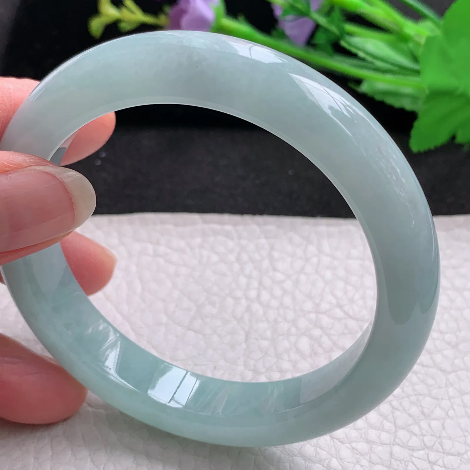 nr年轻清新款59*12.2*9.2平安镯 天然缅甸翡翠A货水润天空蓝宽边玉手环