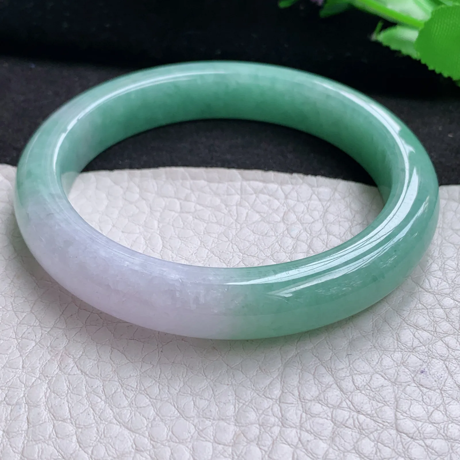 mq招财镯59*11.3*9平安镯 天然缅甸翡翠A货细润半山水宽边玉手环