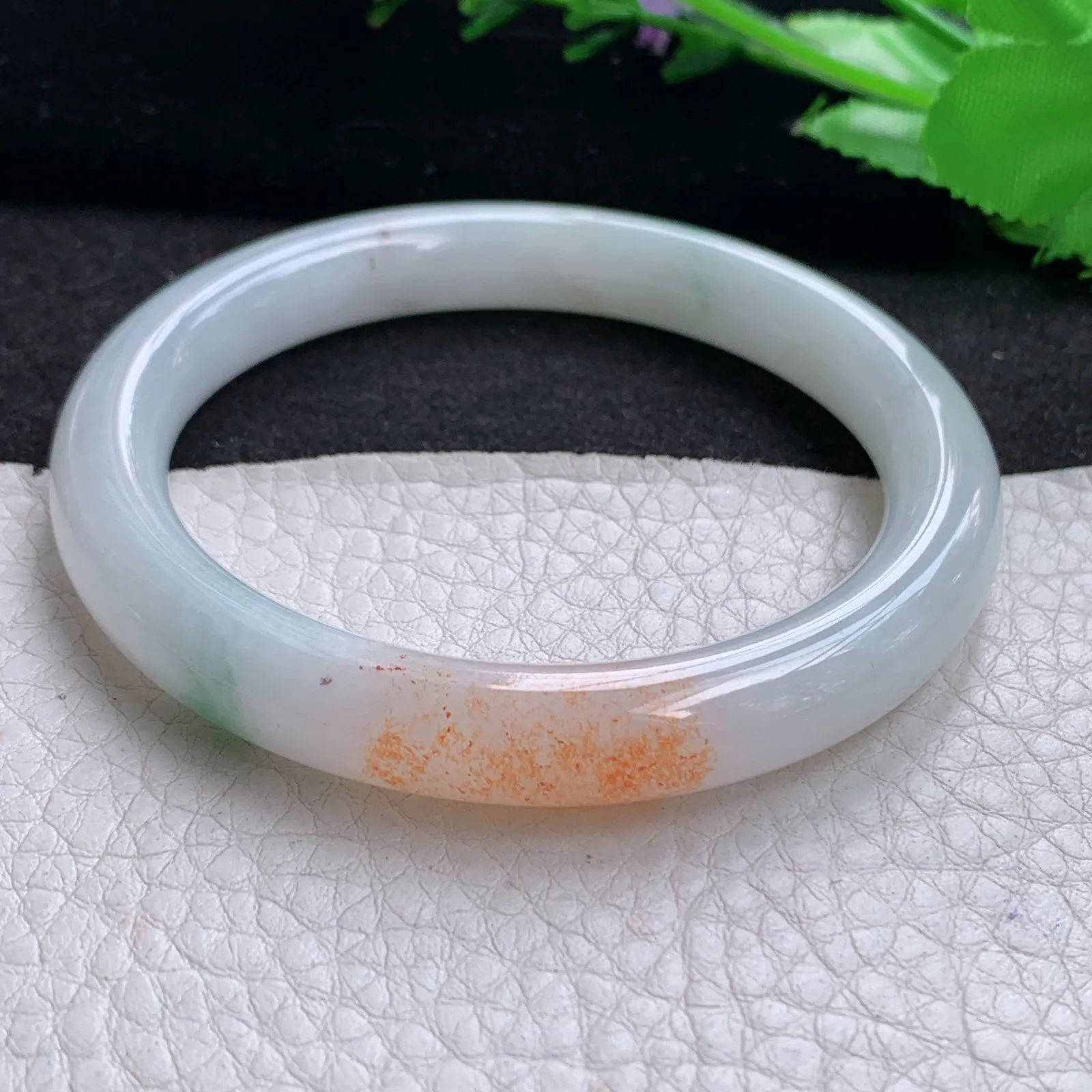 mq三彩款55*9.5*8.8叮当镯 天然缅甸翡翠A货细润圆条美人镯