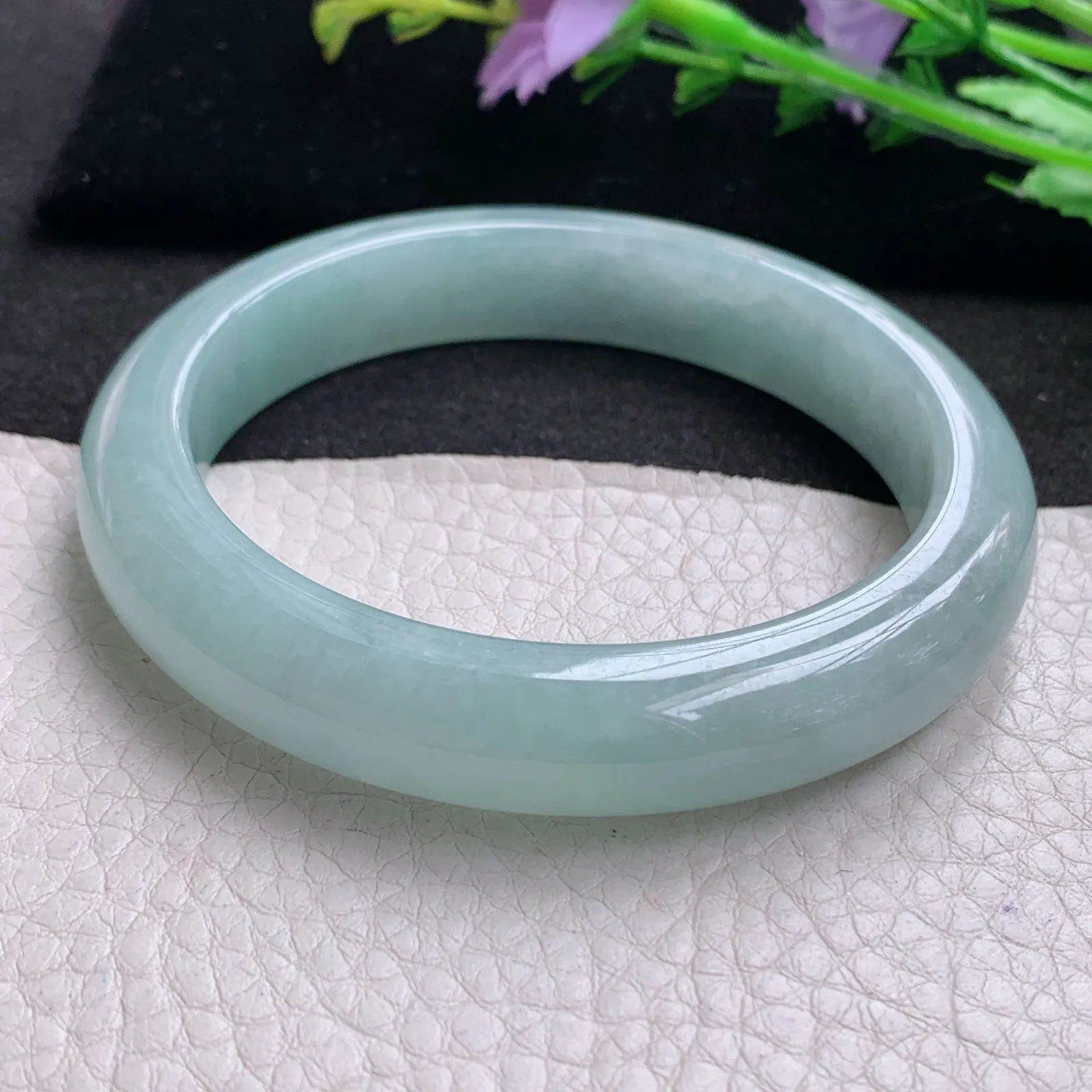 nr年轻清新款59*12.2*9.2平安镯 天然缅甸翡翠A货水润天空蓝宽边玉手环