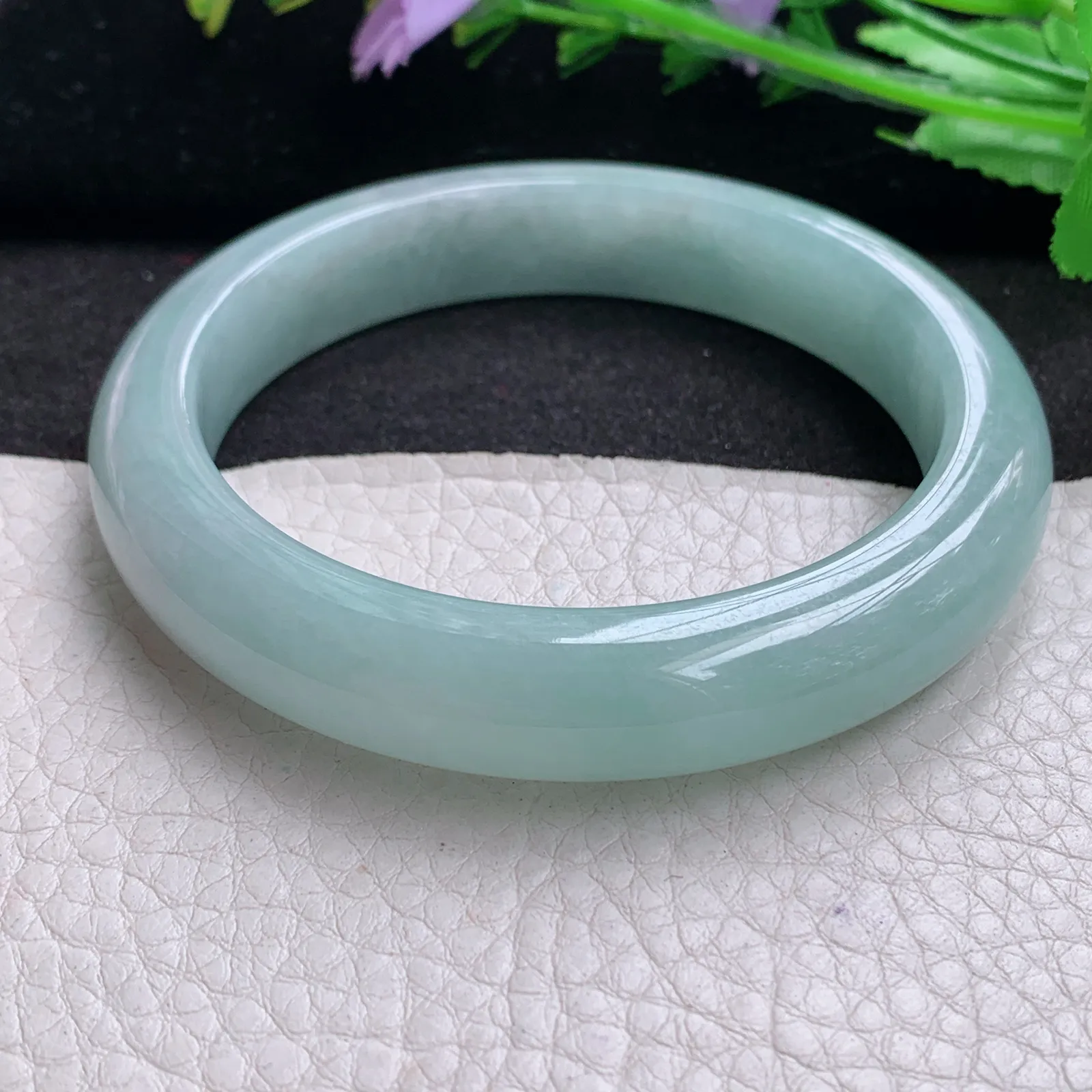 nr年轻清新款59*12.2*9.2平安镯 天然缅甸翡翠A货水润天空蓝宽边玉手环