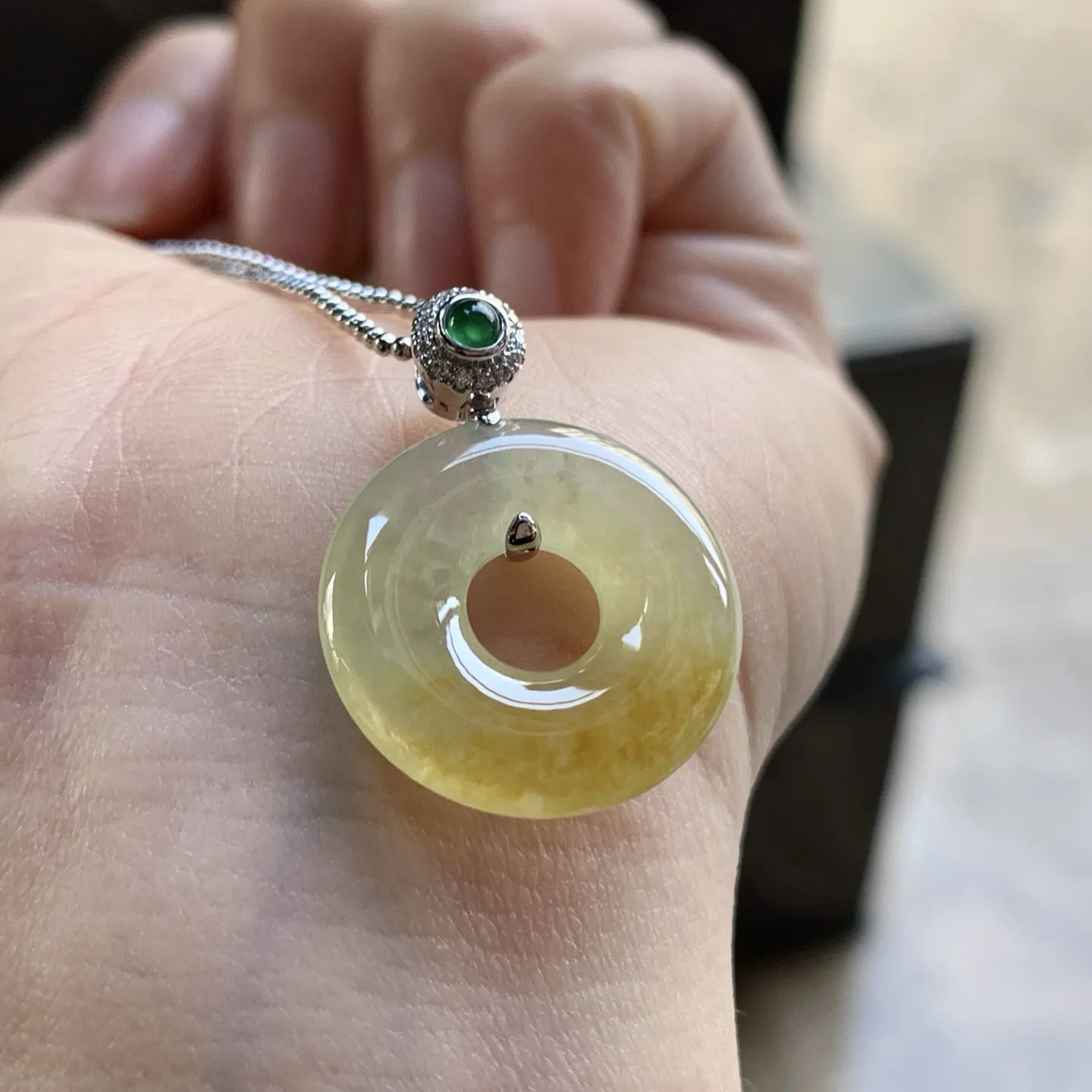 金钻镶嵌冰黄甜甜圈^_^冰透 清新 尺寸19.1-3.5裸石