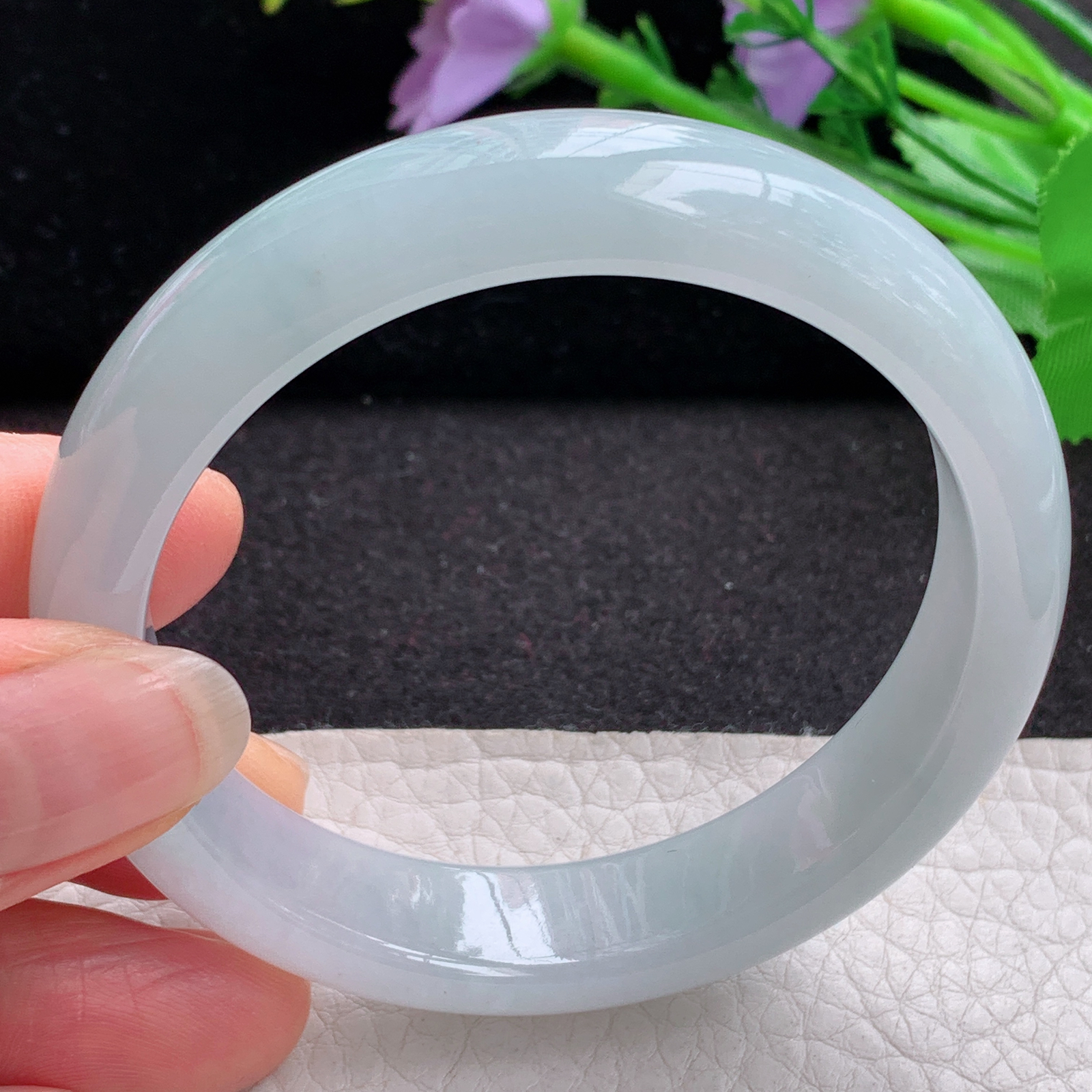 xx晴美55.5*13*7.6平安镯 天然缅甸翡翠A货冰胶晴美宽边玉手环