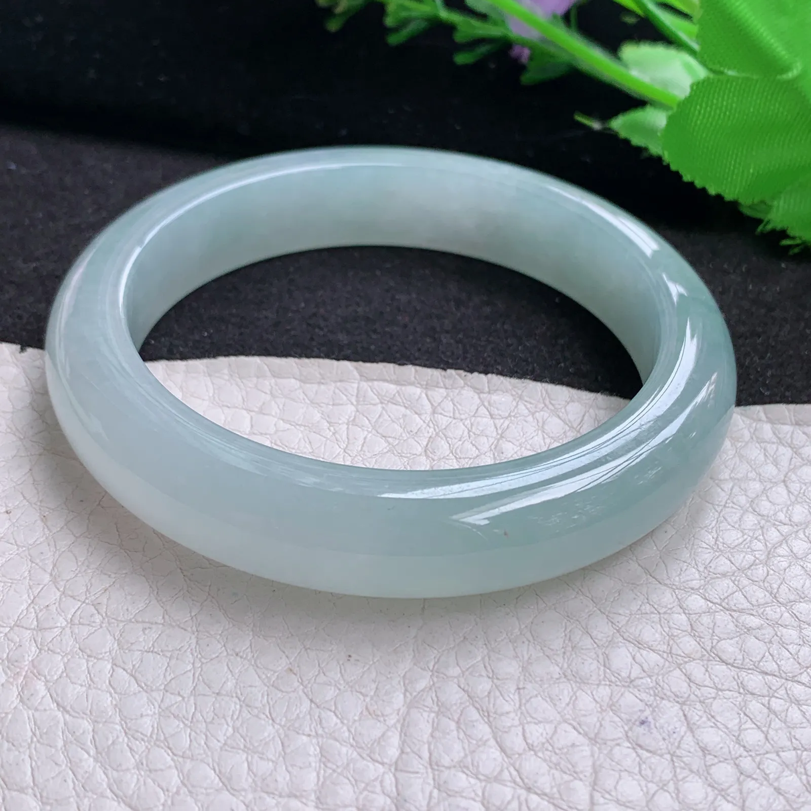 nr年轻清新款57.5*12.2*9平安镯 天然缅甸翡翠A货冰润清爽宽边玉手环