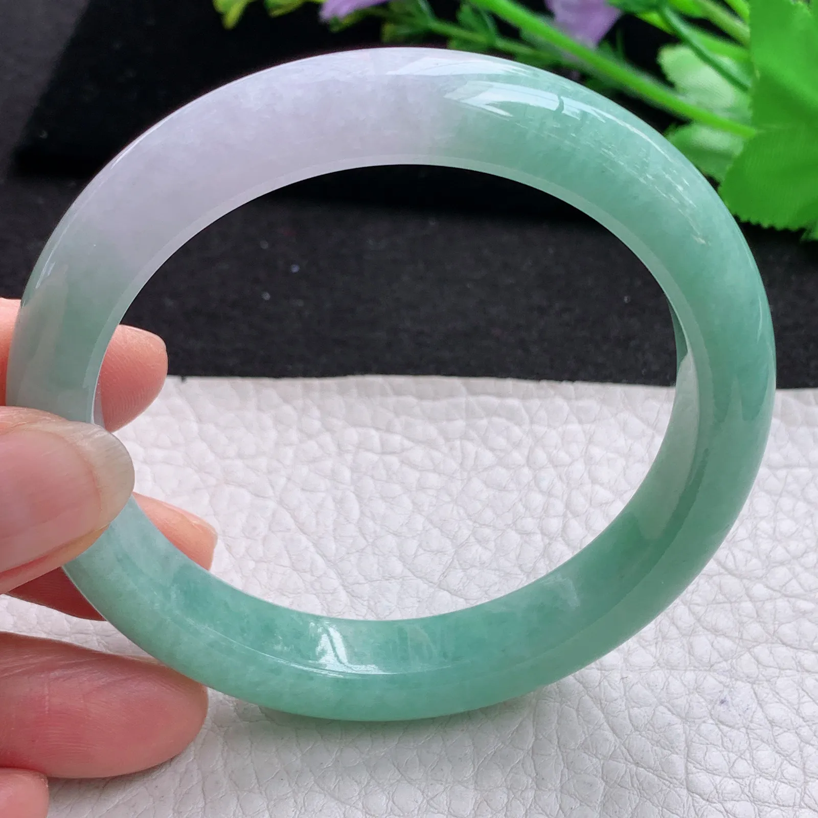 mq招财镯59*11.3*9平安镯 天然缅甸翡翠A货细润半山水宽边玉手环