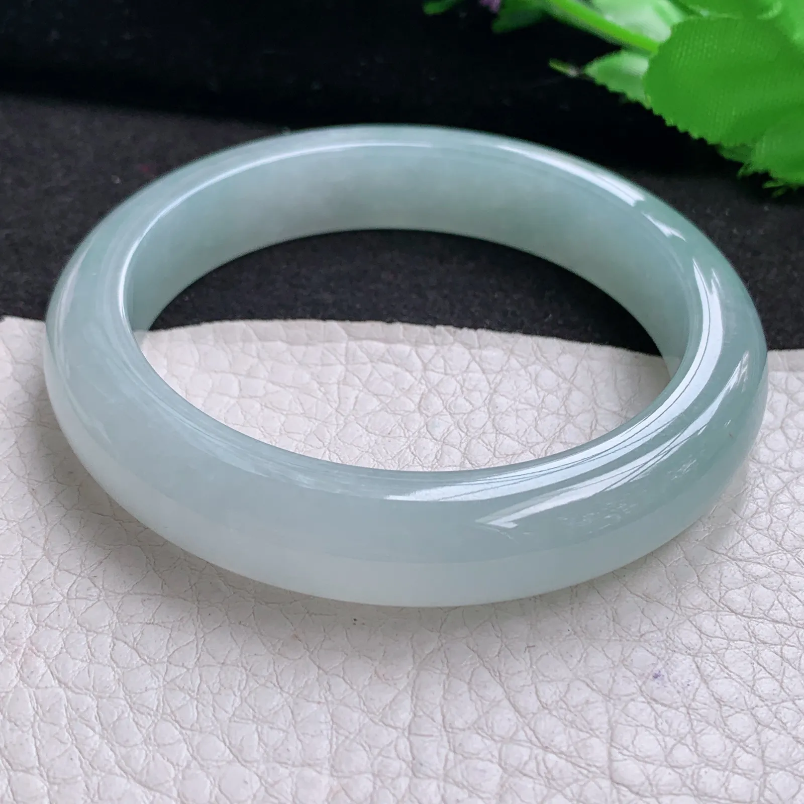 nr年轻清新款57.5*12.2*9平安镯 天然缅甸翡翠A货冰润清爽宽边玉手环