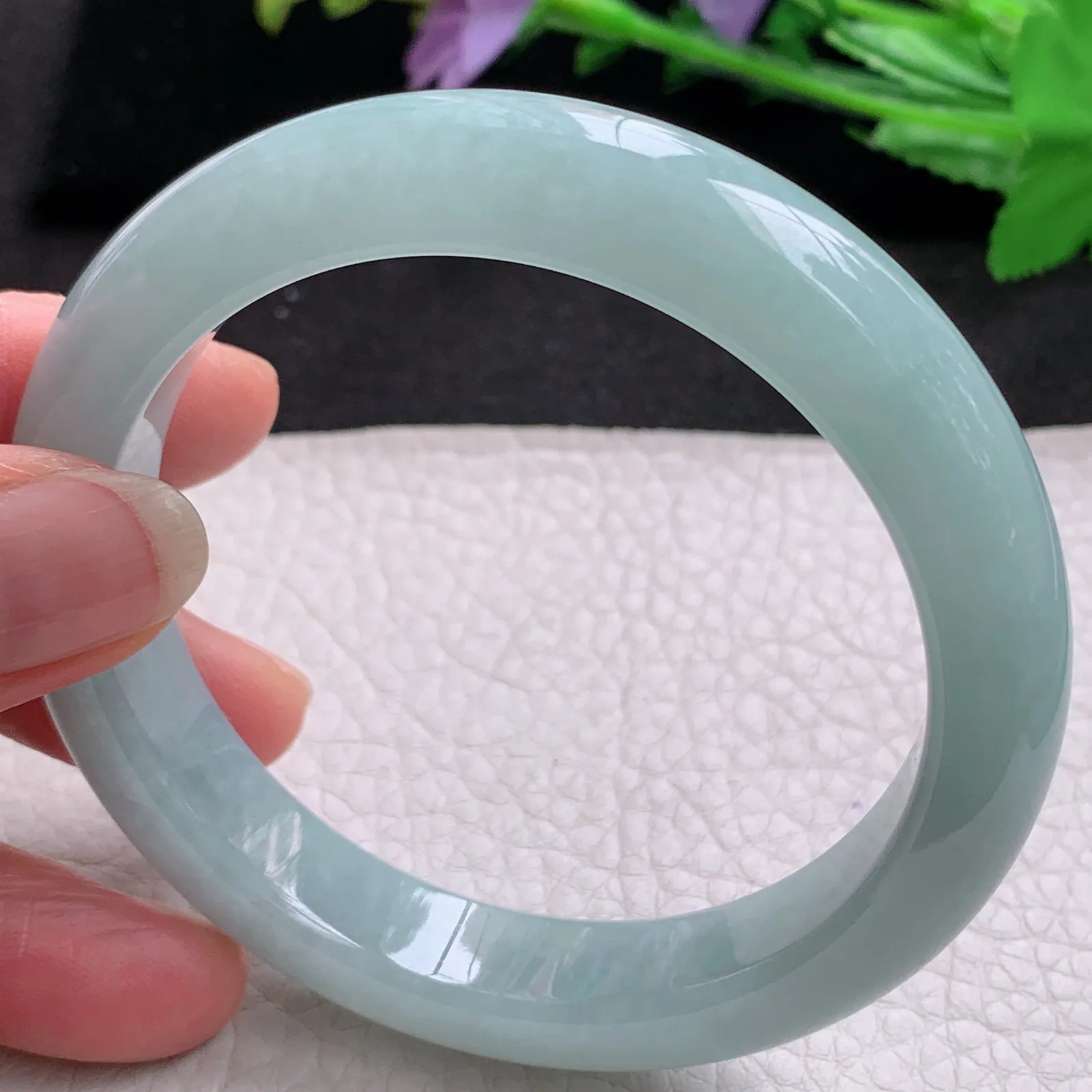 nr年轻清新款59*12.2*9.2平安镯 天然缅甸翡翠A货水润天空蓝宽边玉手环