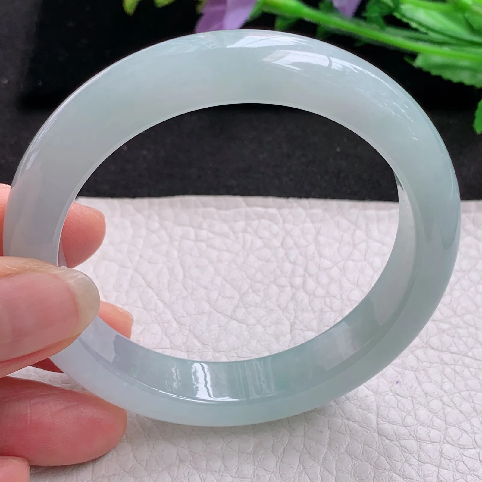 nr年轻清新款57.5*12.2*9平安镯 天然缅甸翡翠A货冰润清爽宽边玉手环