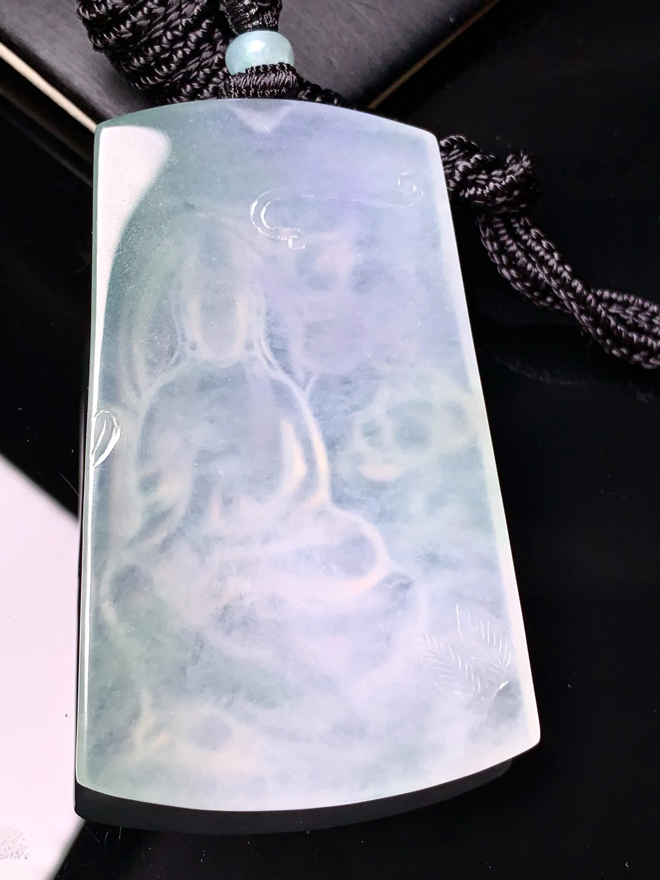 冰种观音菩萨吊坠 玉质细腻清新 水润亮眼 整体尺寸65*40*5.6