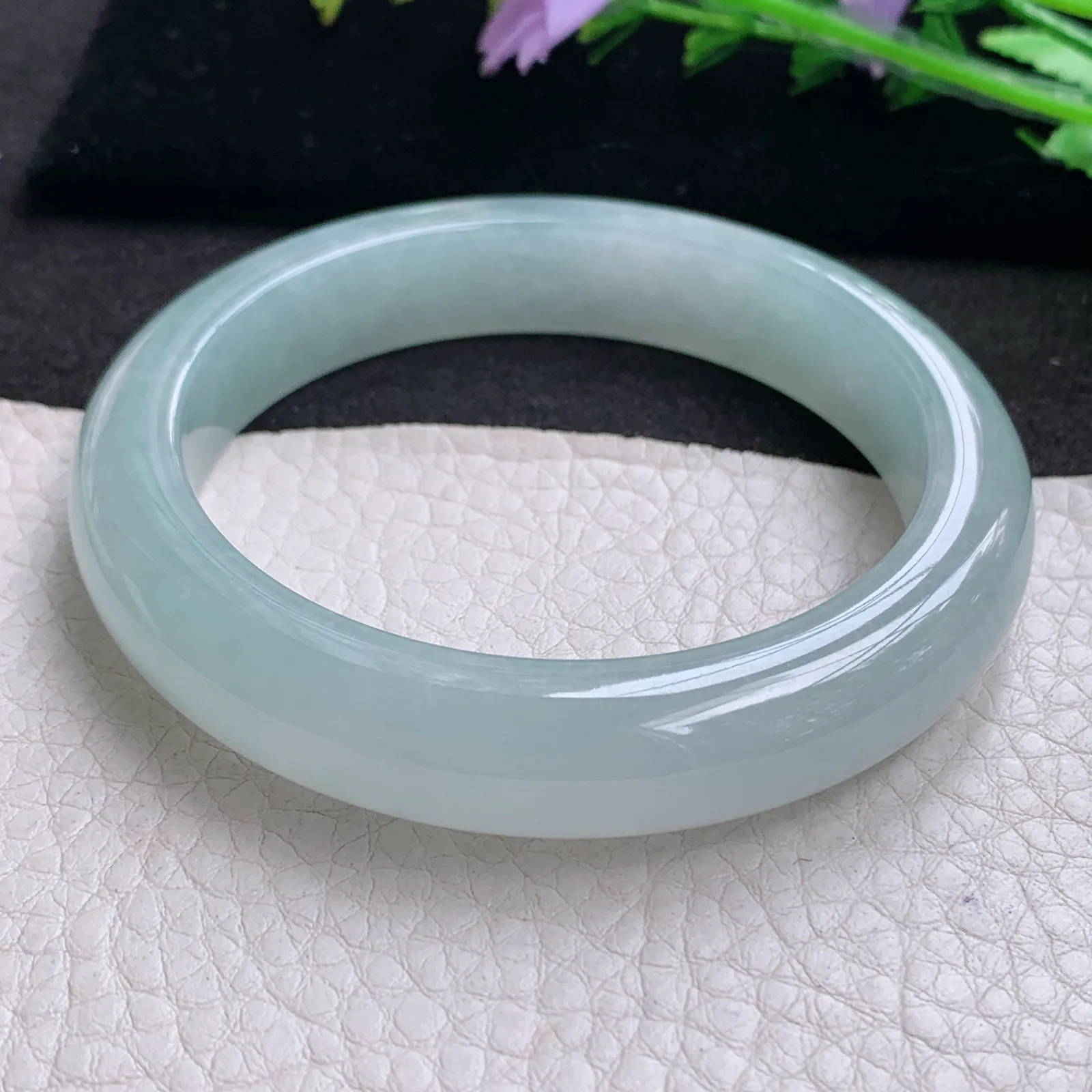 nr年轻清新款57.5*12.2*9平安镯 天然缅甸翡翠A货冰润清爽宽边玉手环