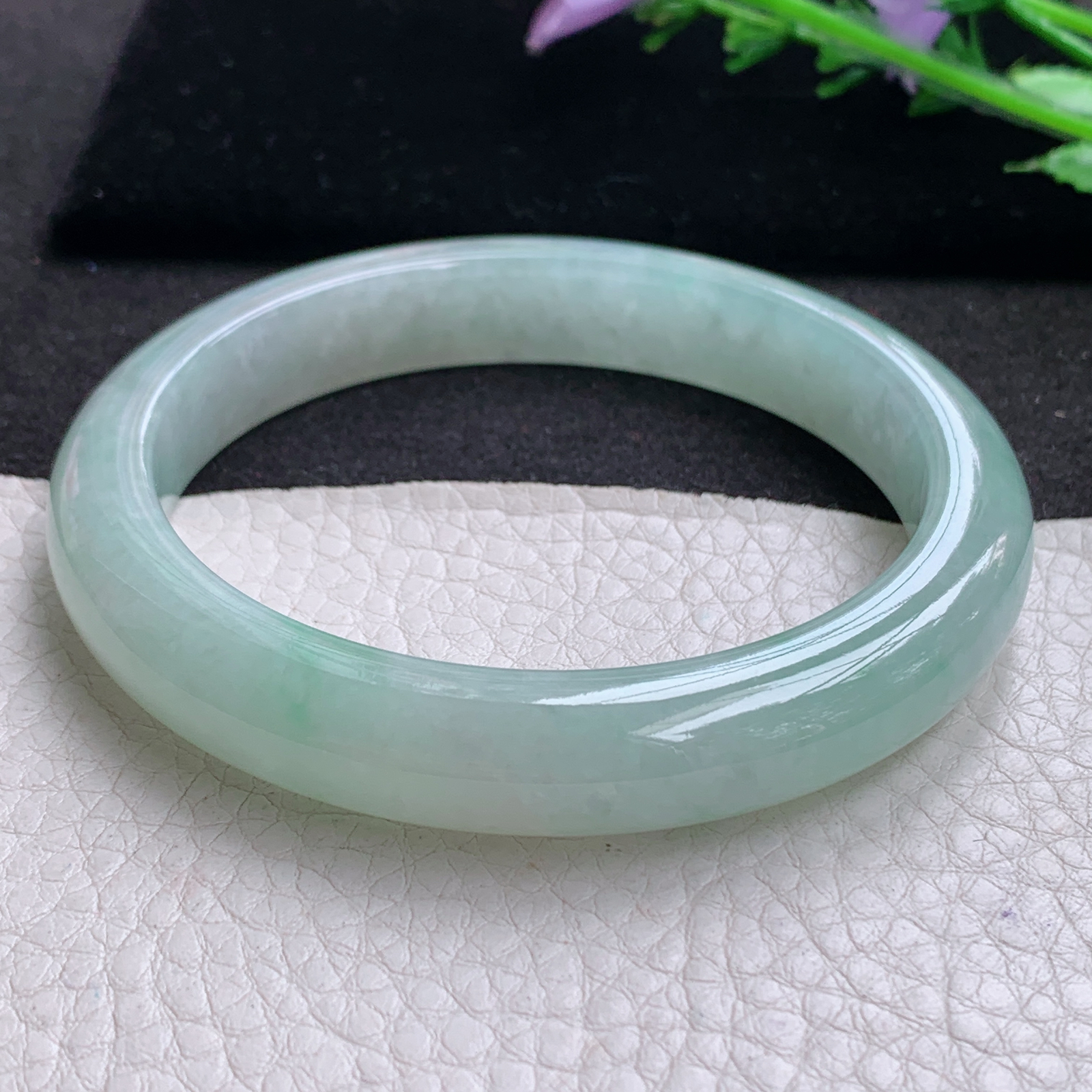 xx晴美大圈口61*11.5*9平安镯 天然缅甸翡翠A货细润晴绿宽边玉手环