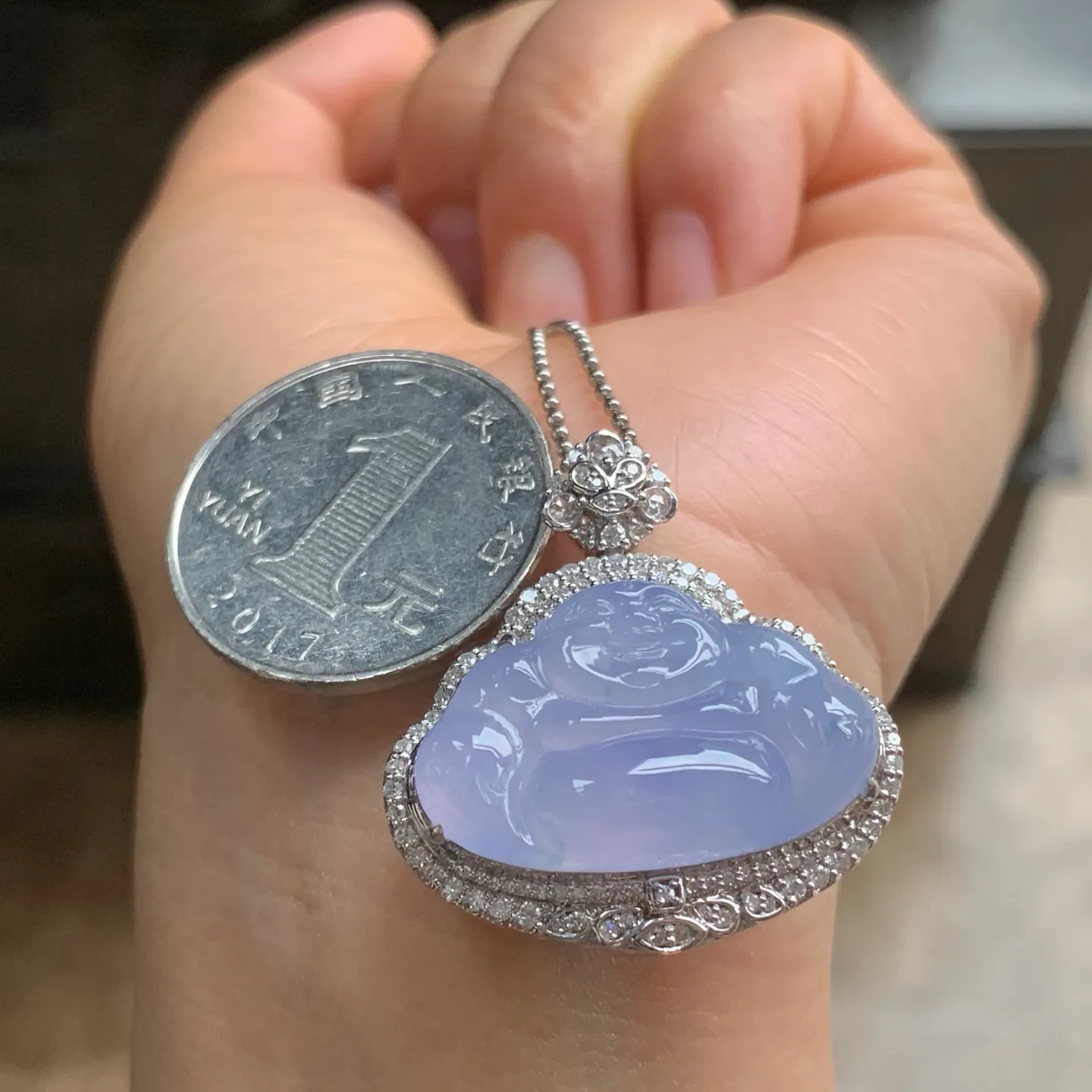 冰春佛公 水润光泽 颜色漂亮 18K金镶嵌