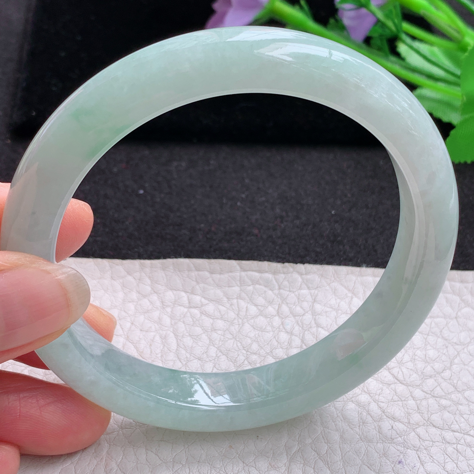 xx晴美大圈口61*11.5*9平安镯 天然缅甸翡翠A货细润晴绿宽边玉手环