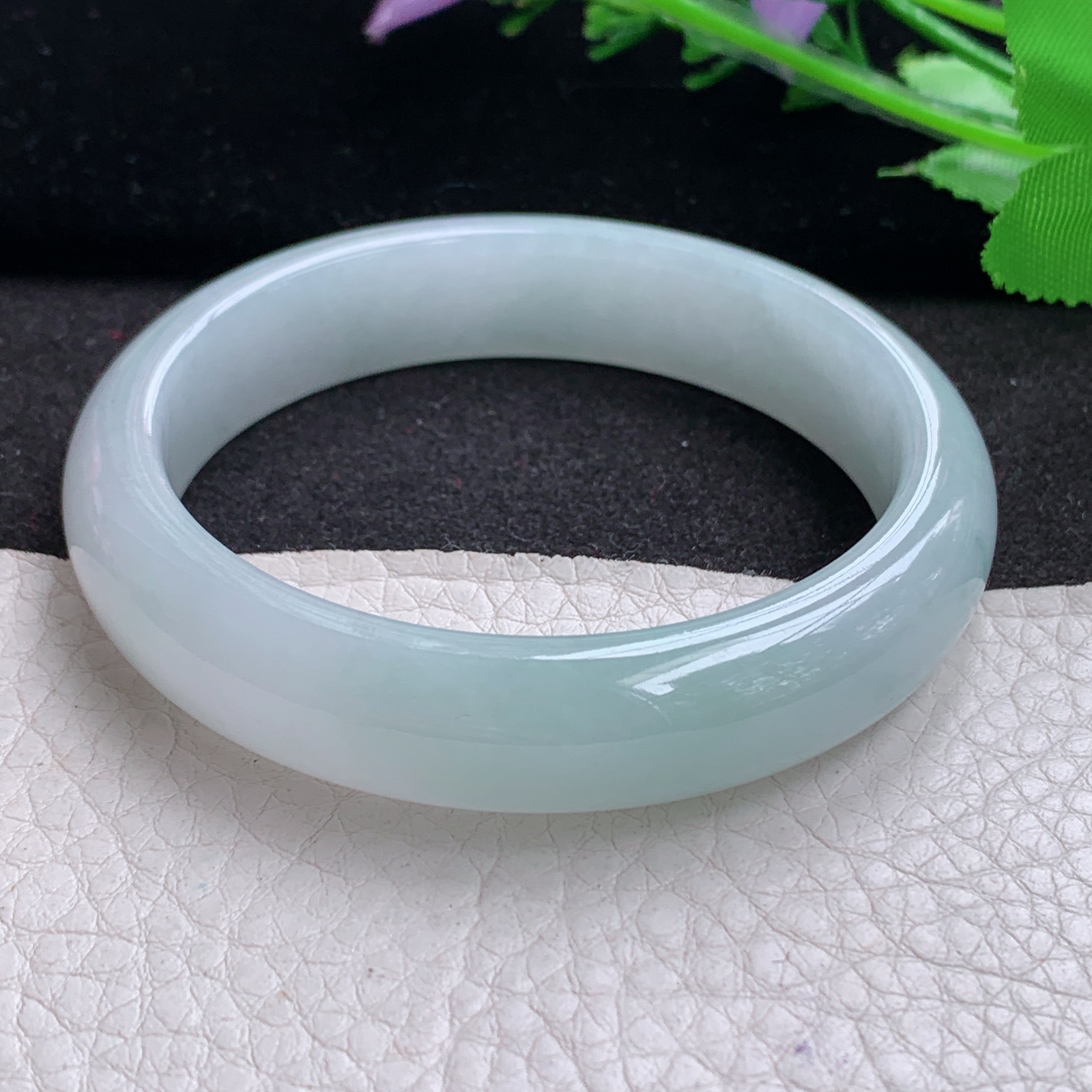 xx晴美55.5*13*7.6平安镯 天然缅甸翡翠A货冰胶晴美宽边玉手环