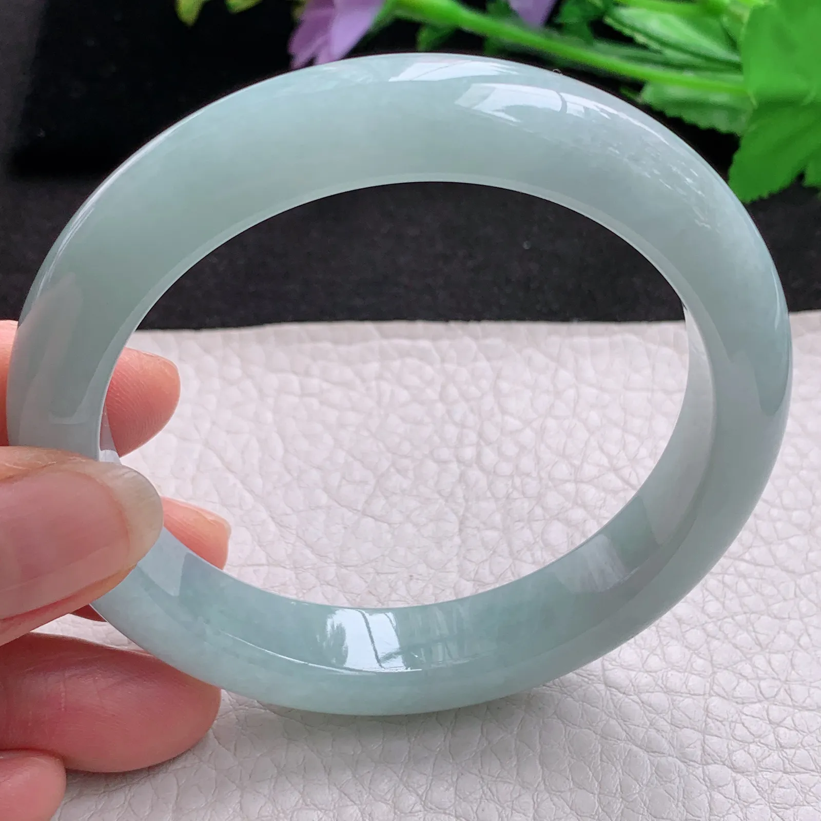 nr年轻清新款59*12.2*9.2平安镯 天然缅甸翡翠A货水润天空蓝宽边玉手环