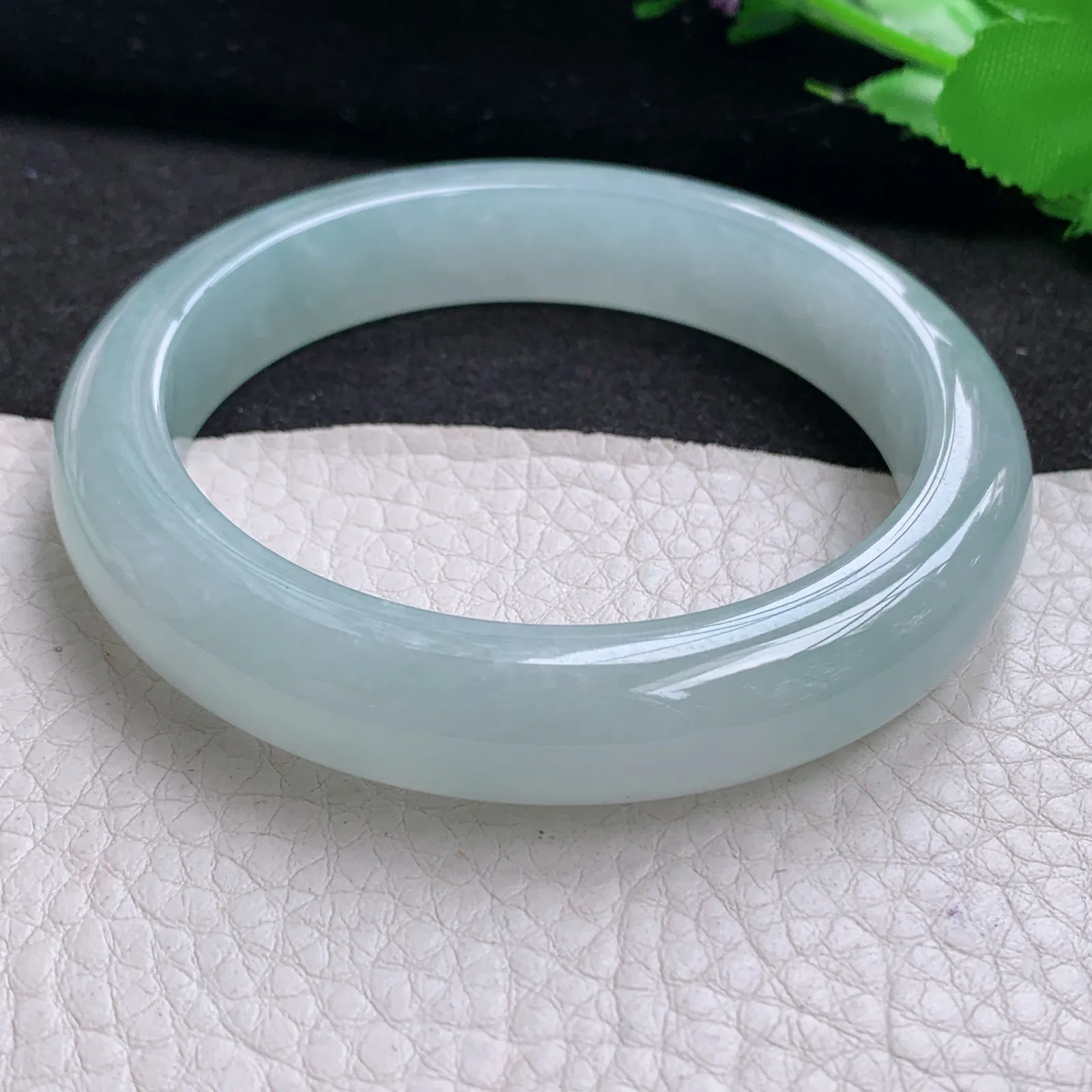 nr年轻清新款57.5*12.2*9平安镯 天然缅甸翡翠A货冰润清爽宽边玉手环