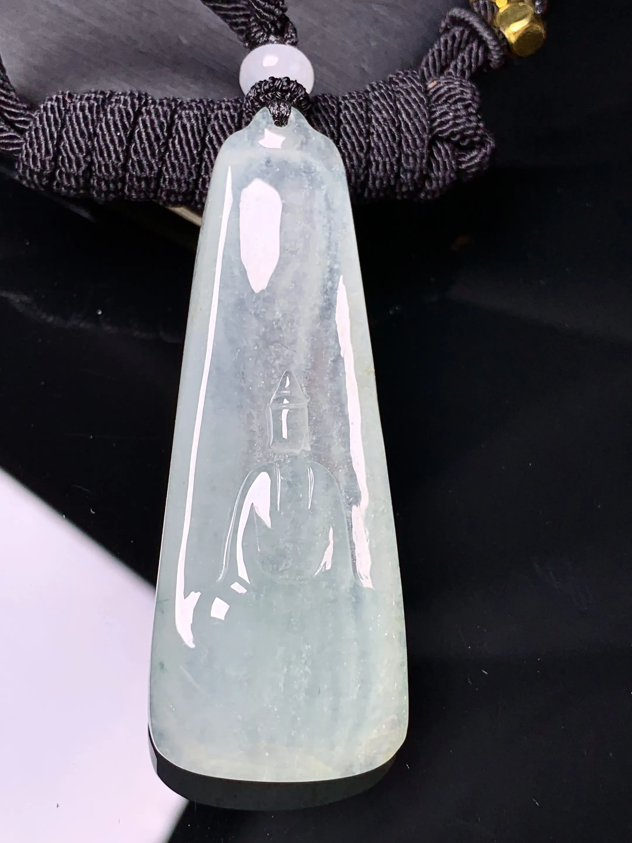 冰种无相观音吊坠 玉质细腻清新 水润亮眼 整体尺寸58.2*21.5*7.8