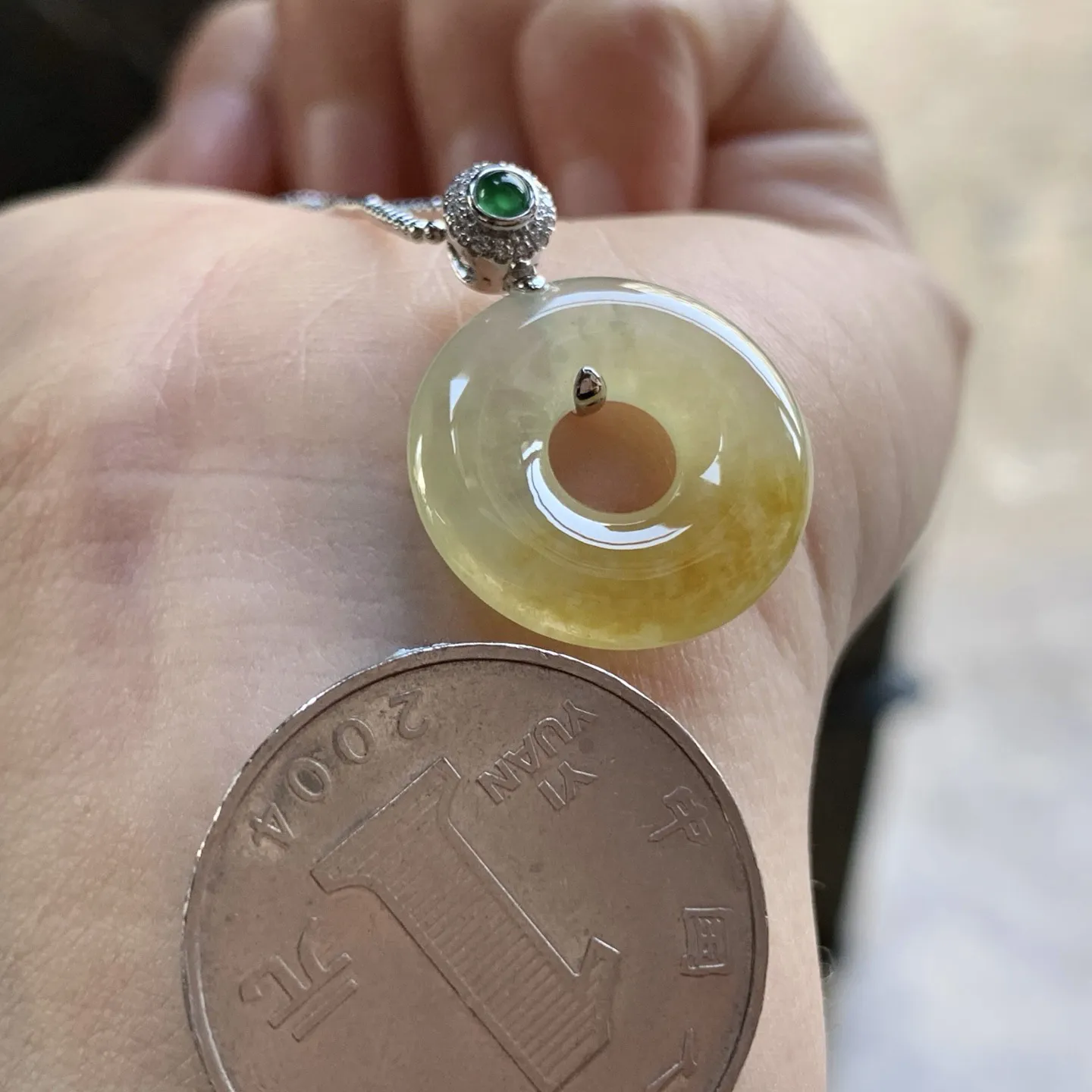 金钻镶嵌冰黄甜甜圈^_^冰透 清新 尺寸19.1-3.5裸石