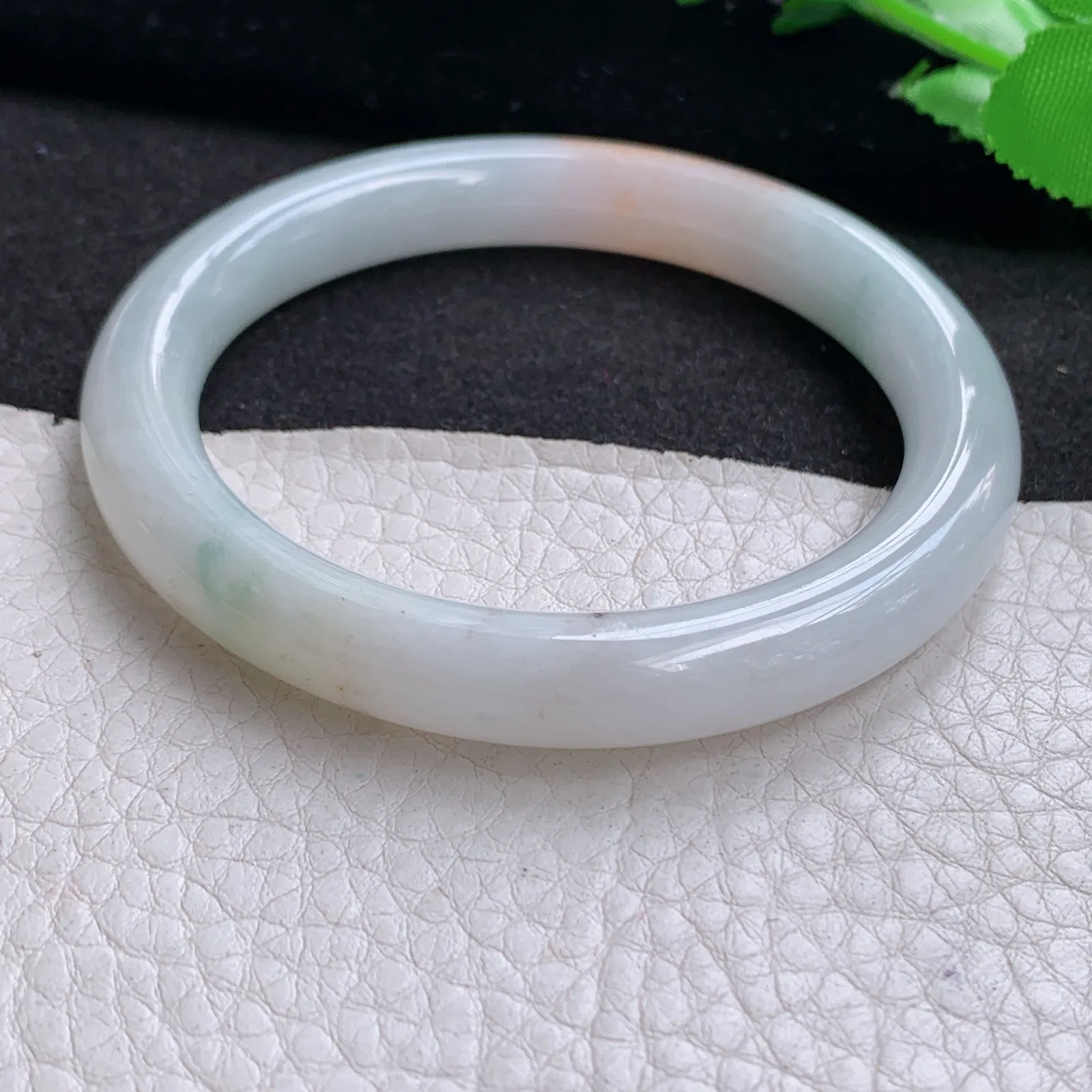 mq三彩款55*9.5*8.8叮当镯 天然缅甸翡翠A货细润圆条美人镯