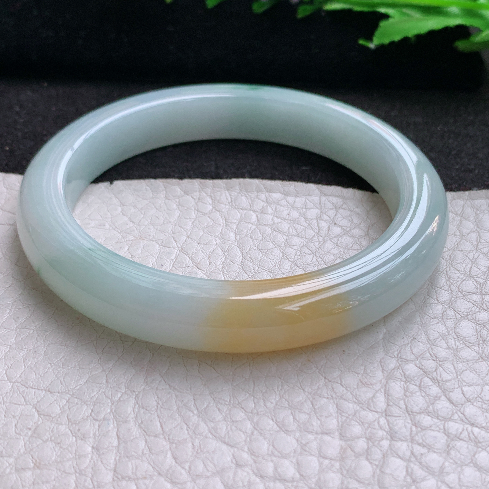 nr福禄祷款58.5*10*8.5平安镯 天然缅甸翡翠A货细润三彩宽边玉手环