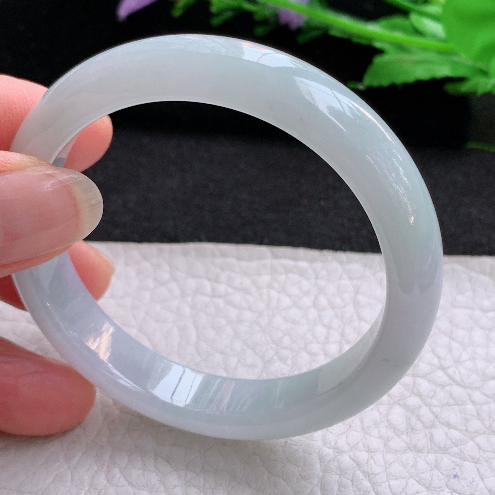 xx小圈口52*11.3*7平安镯 天然缅甸翡翠A货冰胶纯美宽边玉手环