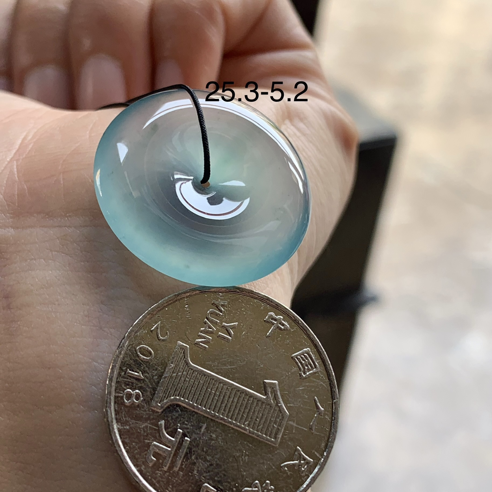 冰蓝平安扣^_^很纯 冰透