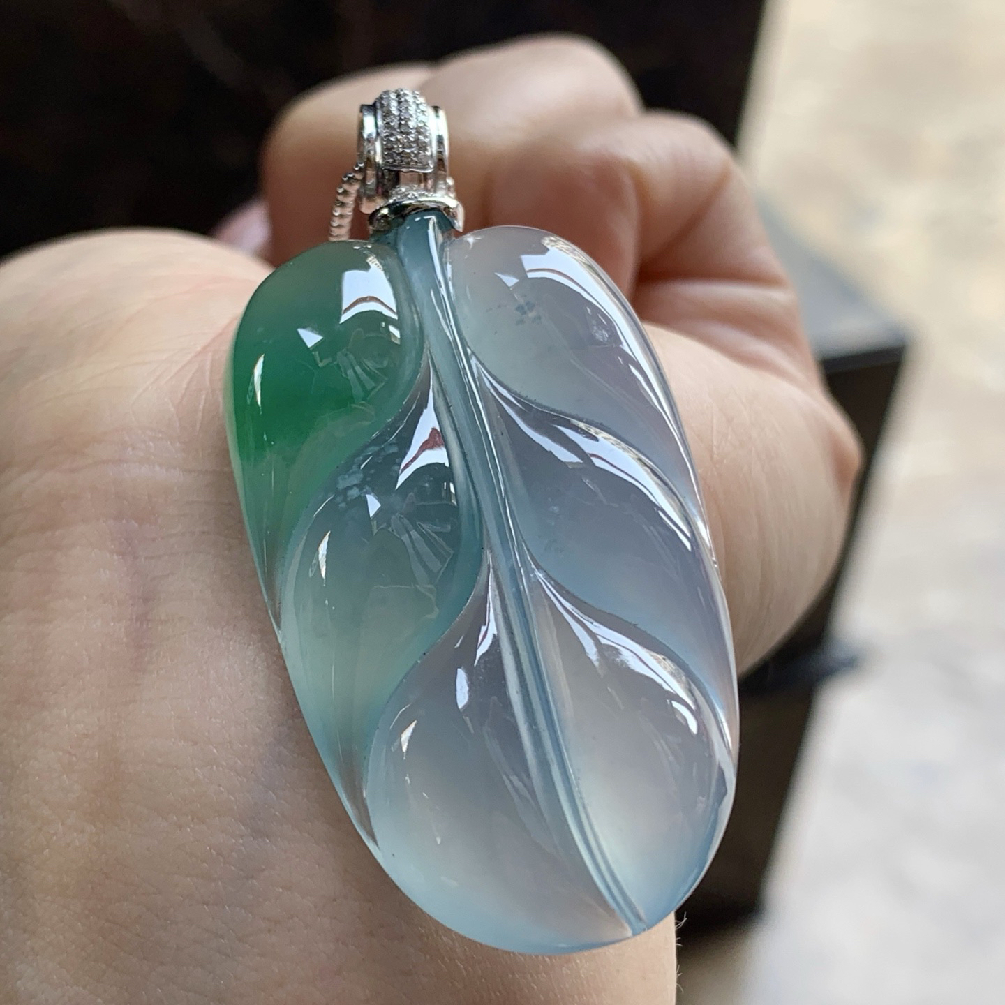 金扣冰紫绿花大叶子^_^厚装 颜色鲜艳