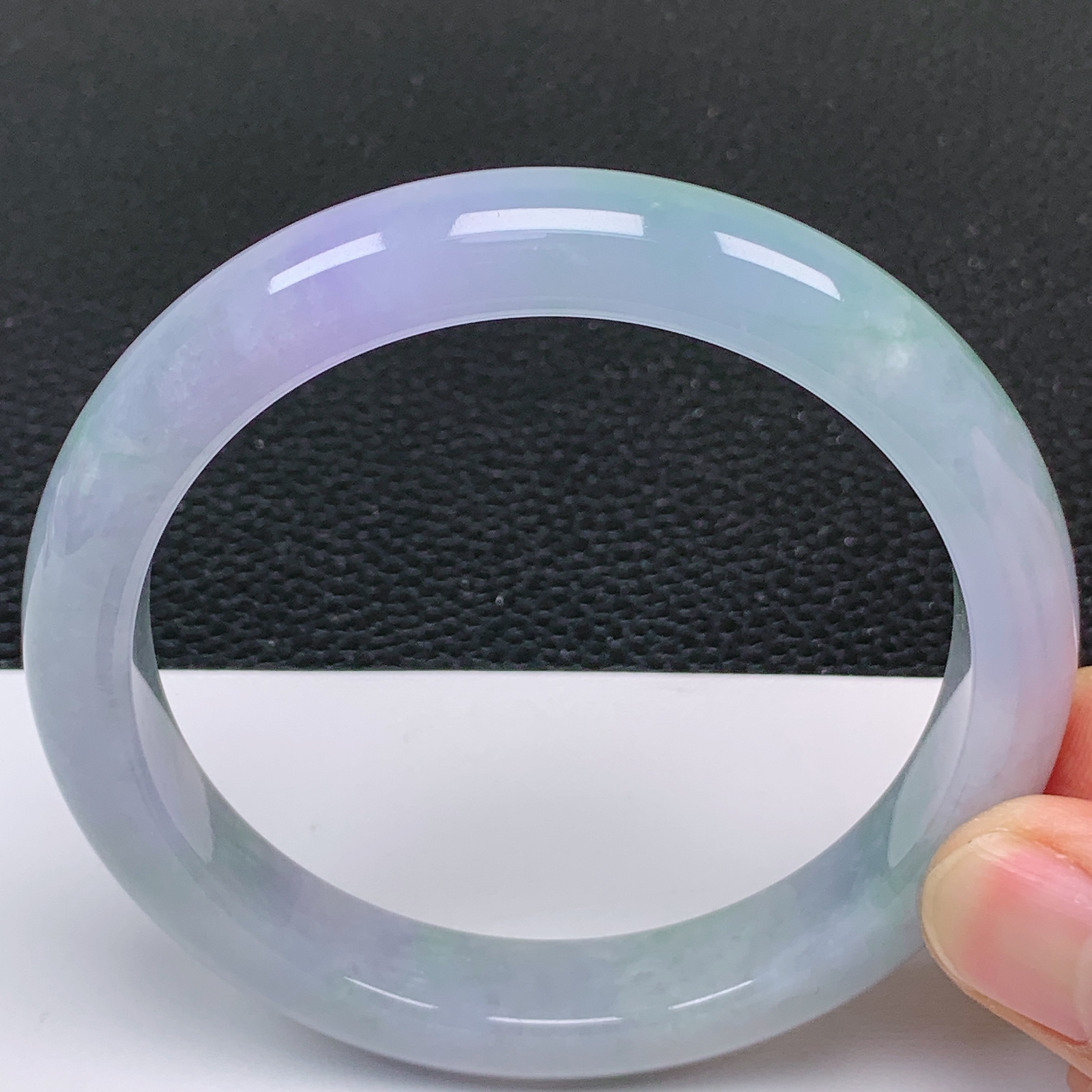 62～63大圈口 天然翡翠老坑冰润紫罗兰手镯 尺寸62.8*12*8.8mm