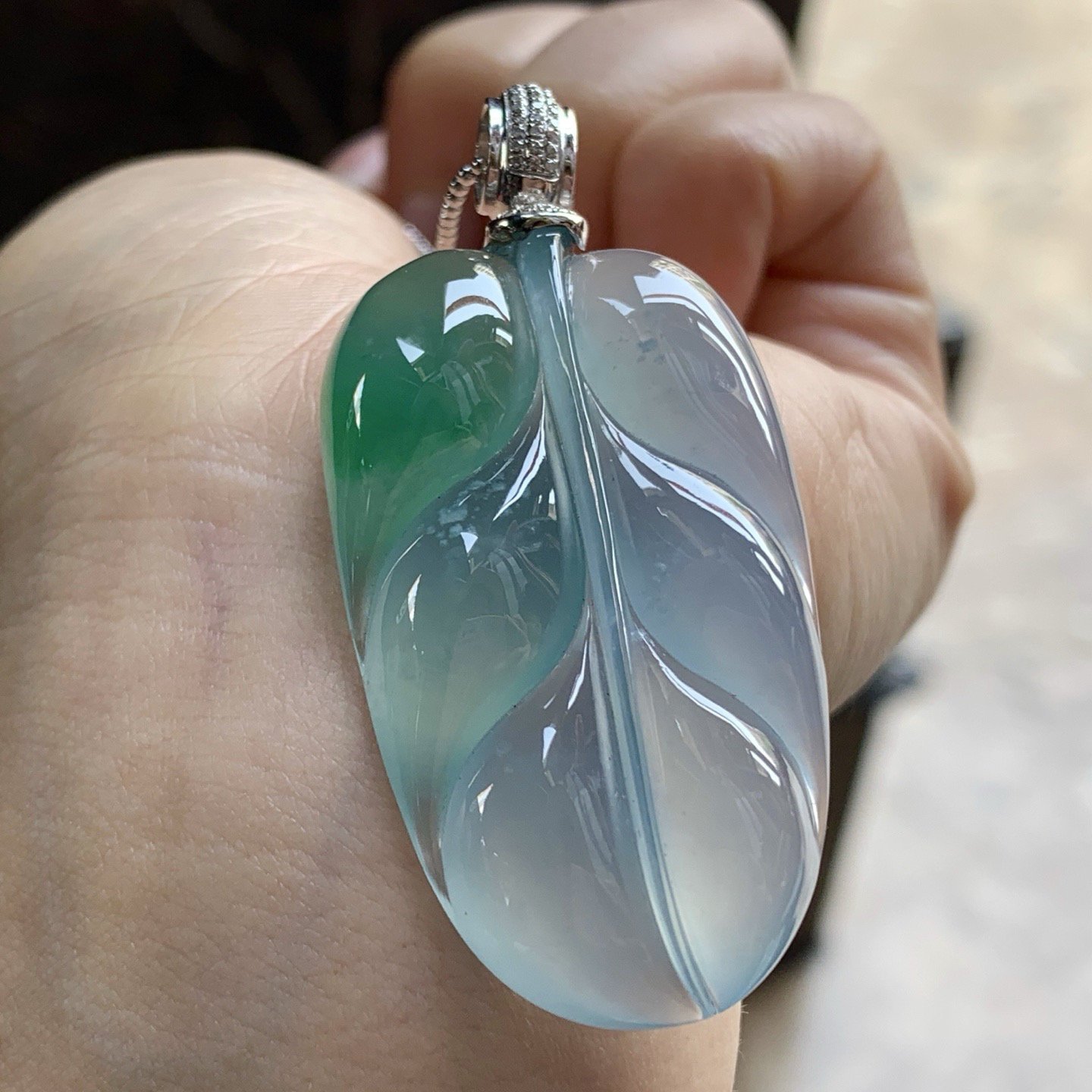 金扣冰紫绿花大叶子^_^厚装 颜色鲜艳