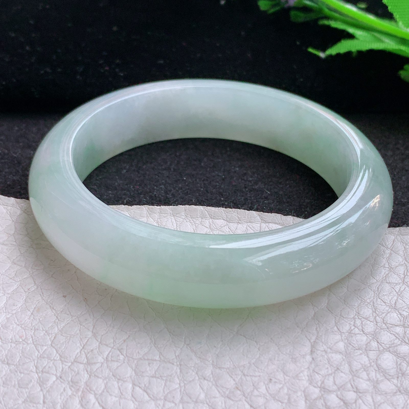 r小圈口年轻款52.5*13*8.3平安镯 天然缅甸翡翠A货清爽宽边玉手环