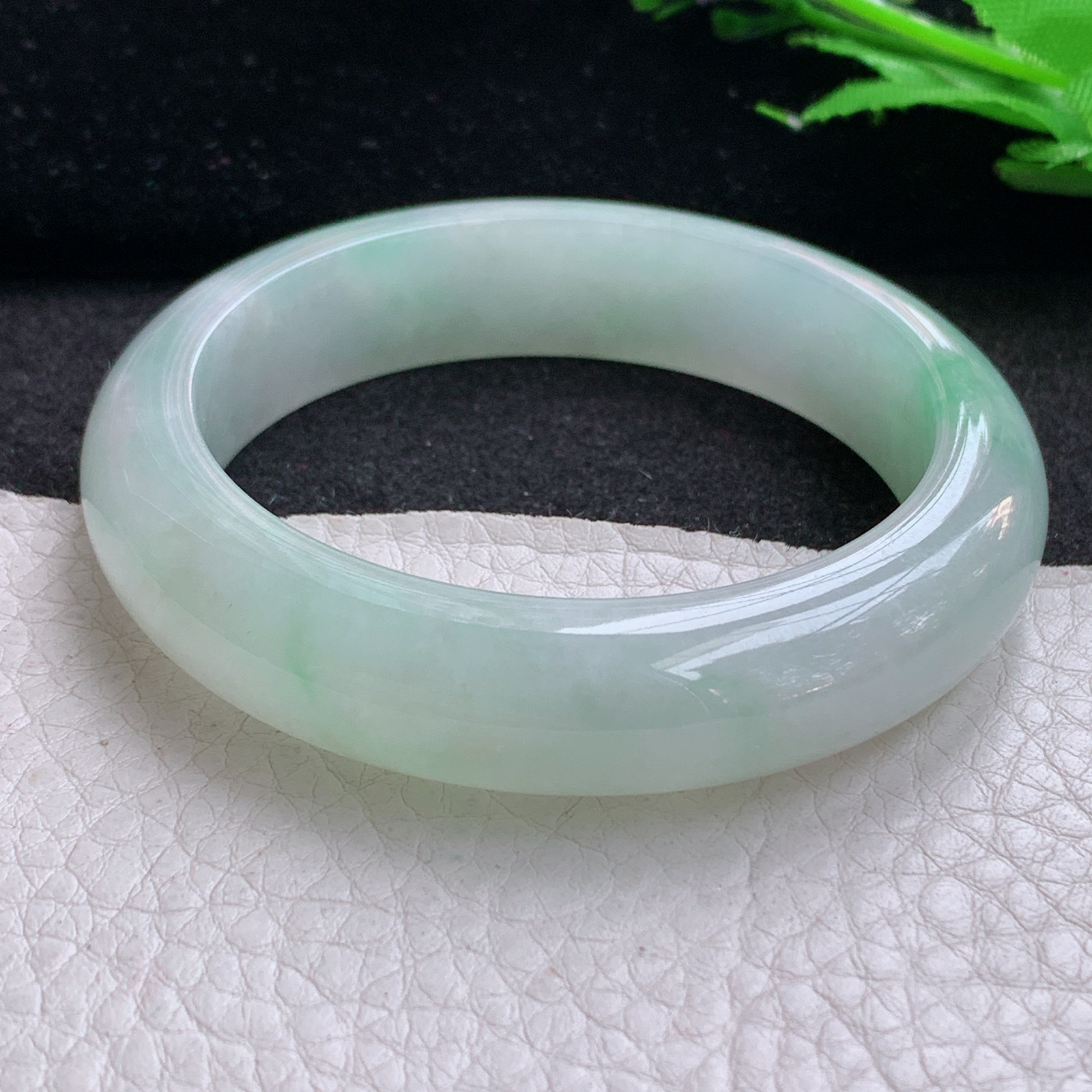 r小圈口年轻款52.5*13*8.3平安镯 天然缅甸翡翠A货清爽宽边玉手环