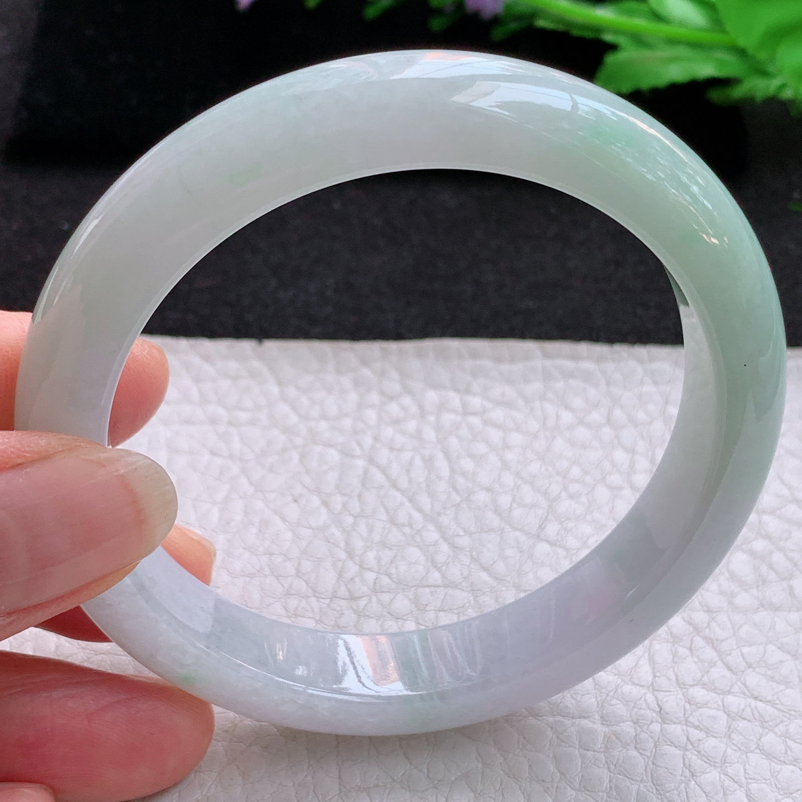 xx实拍58*12*8.5平安镯 天然缅甸翡翠A货水润清新宽边玉手环