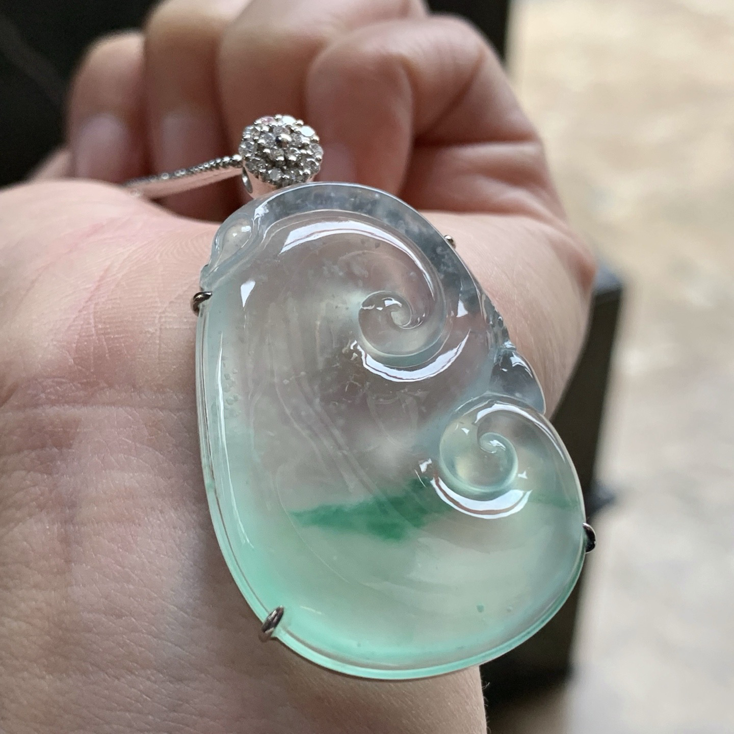 金钻镶嵌冰晴如意^_^绿花 冰透