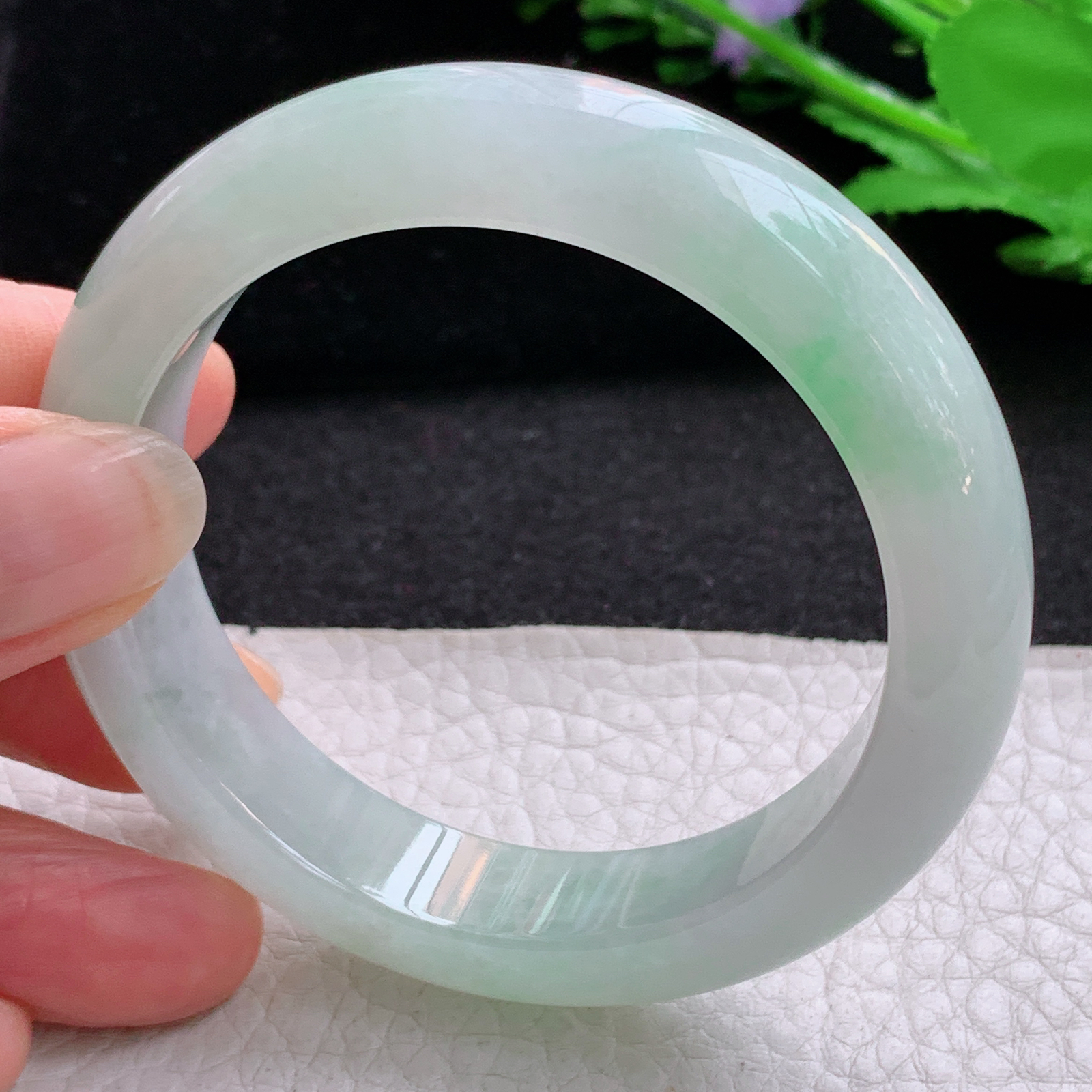 r小圈口年轻款52.5*13*8.3平安镯 天然缅甸翡翠A货清爽宽边玉手环