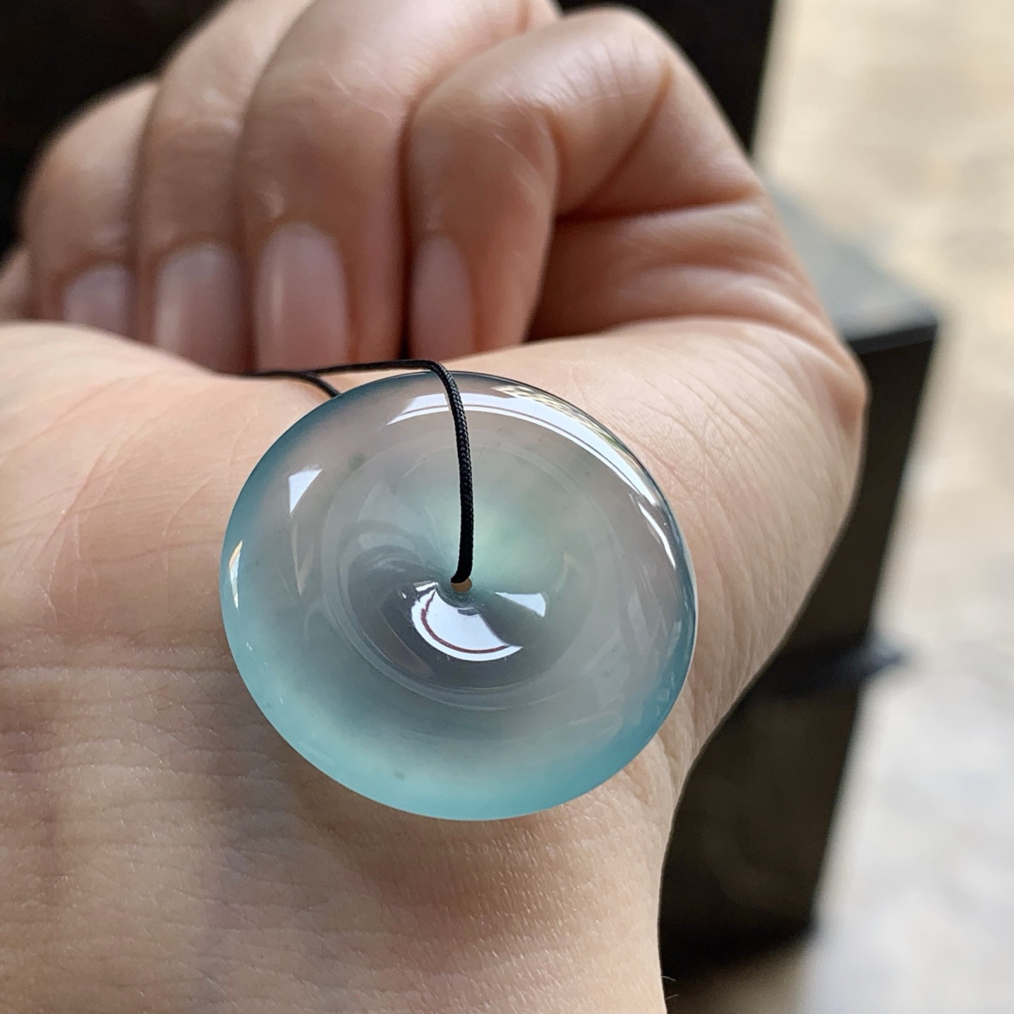 冰蓝平安扣^_^很纯 冰透