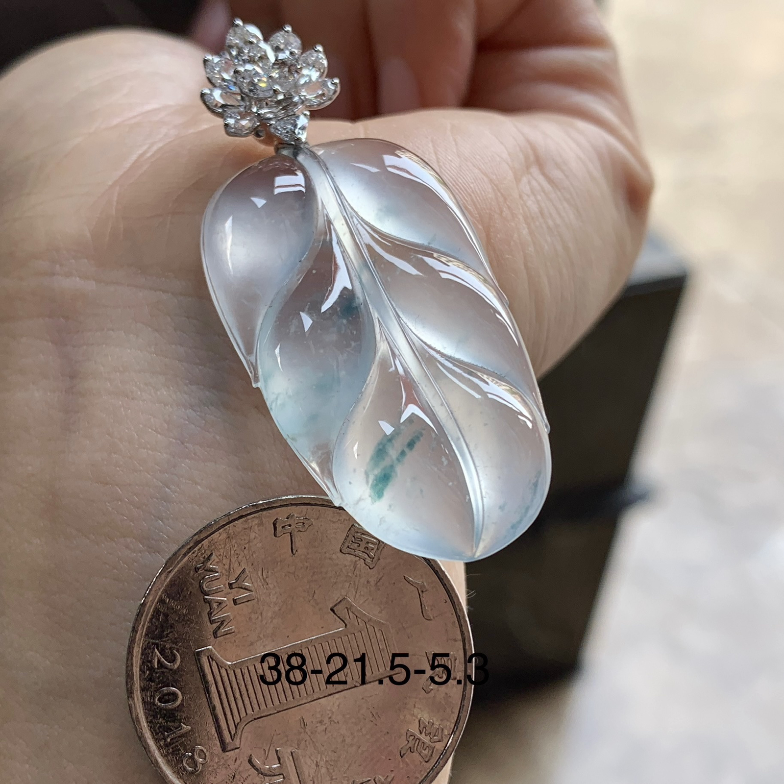 金扣高冰蓝花叶子^_^透亮 荧光十足 饱满