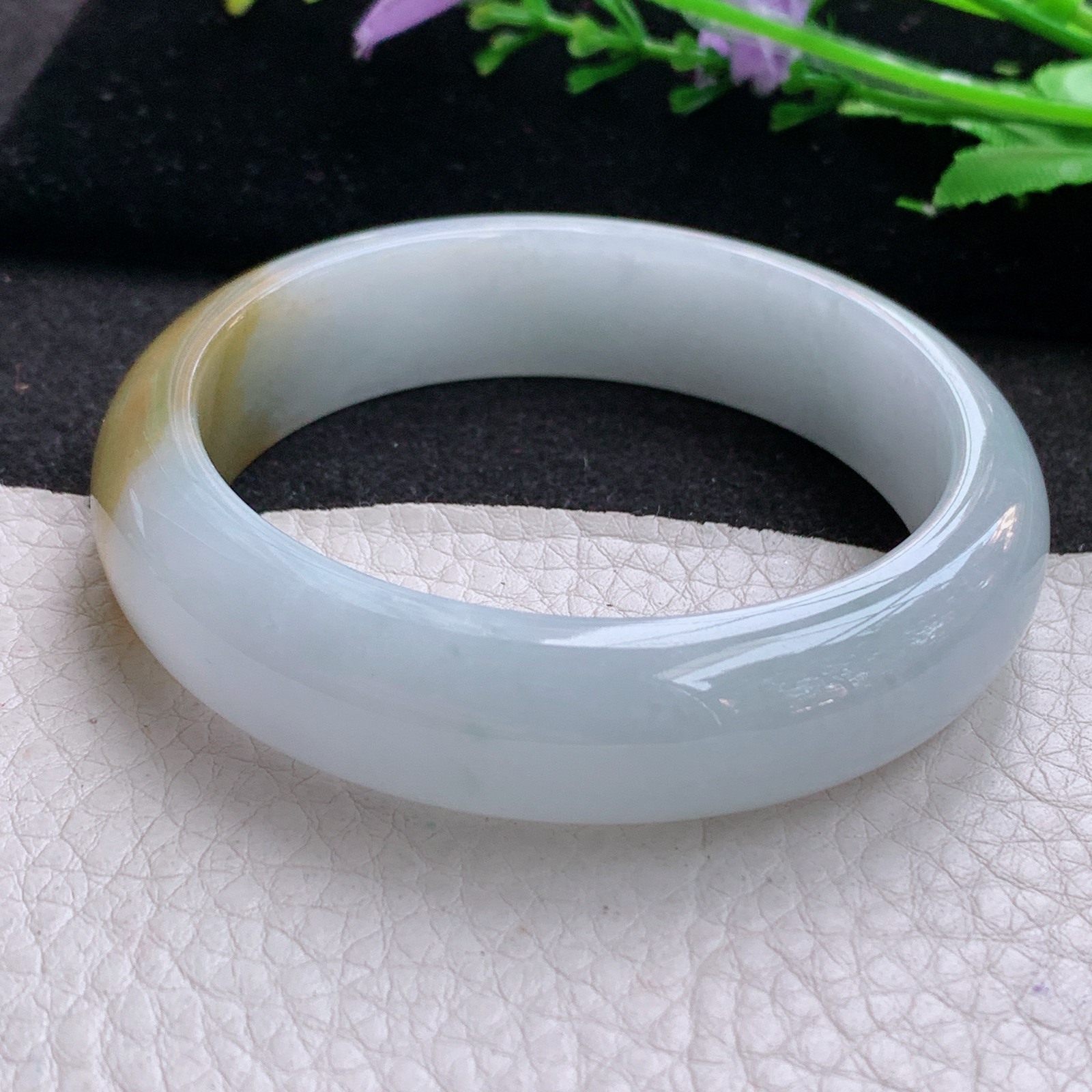 z实拍55.5*14.5*8.5招财镯 天然缅甸翡翠A货胶感双彩宽边玉手环