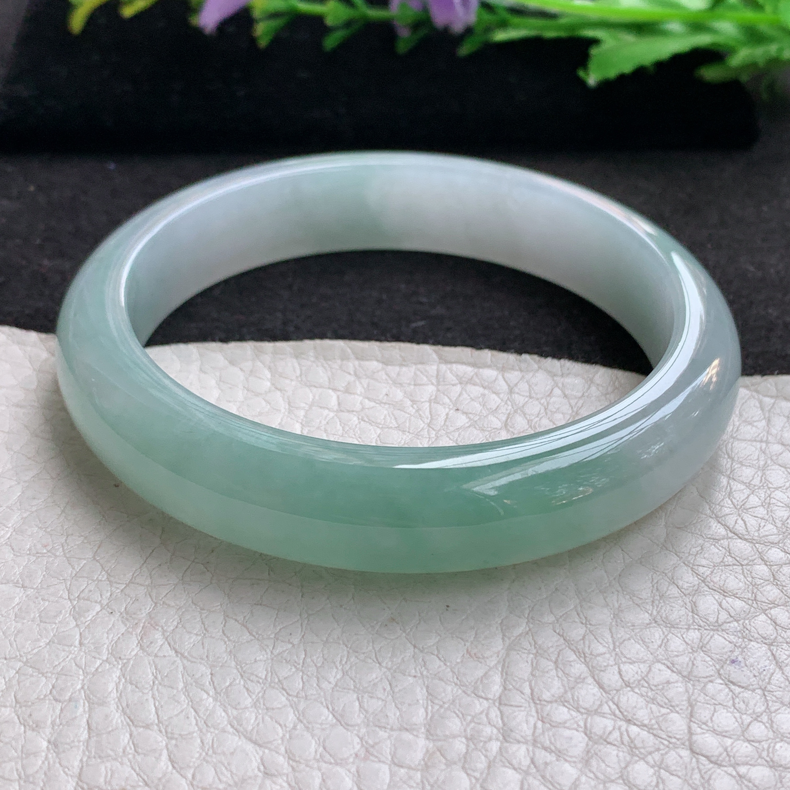 yh大圈口61*12.8*8.2招财镯 天然缅甸翡翠A货冰晴宽边玉手环