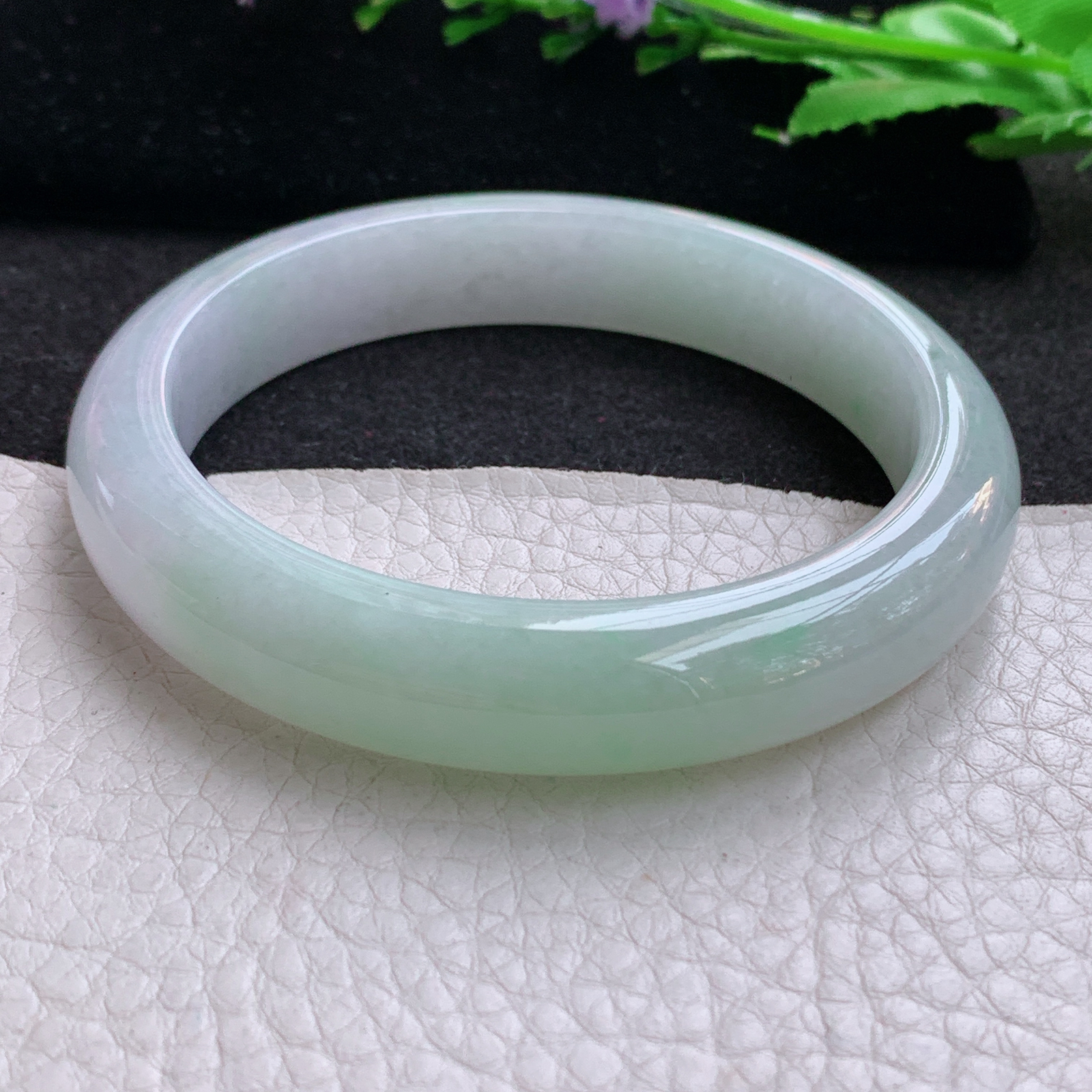 xx实拍58*12*8.5平安镯 天然缅甸翡翠A货水润清新宽边玉手环