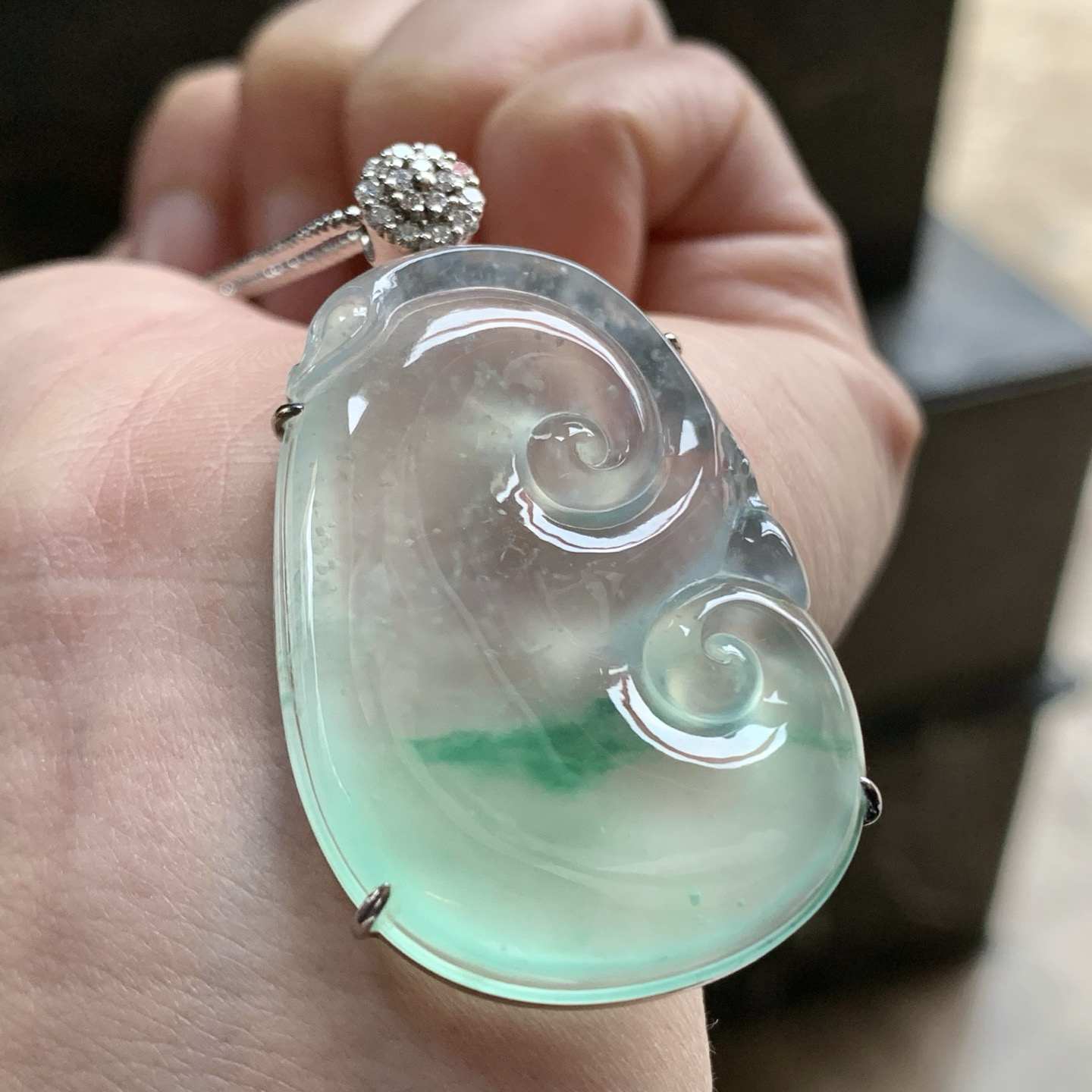 金钻镶嵌冰晴如意^_^绿花 冰透