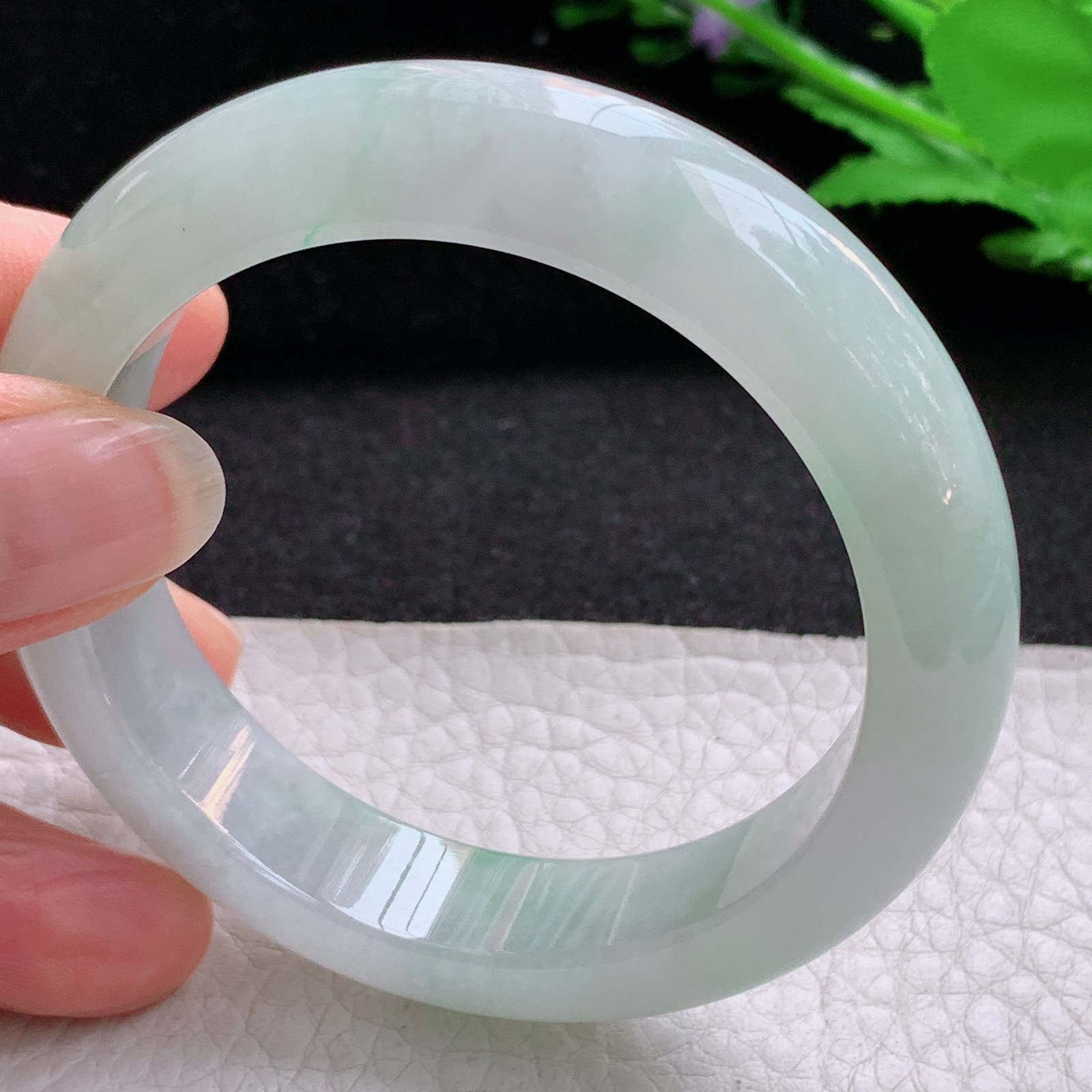 r小圈口年轻款52.5*13*8.3平安镯 天然缅甸翡翠A货清爽宽边玉手环