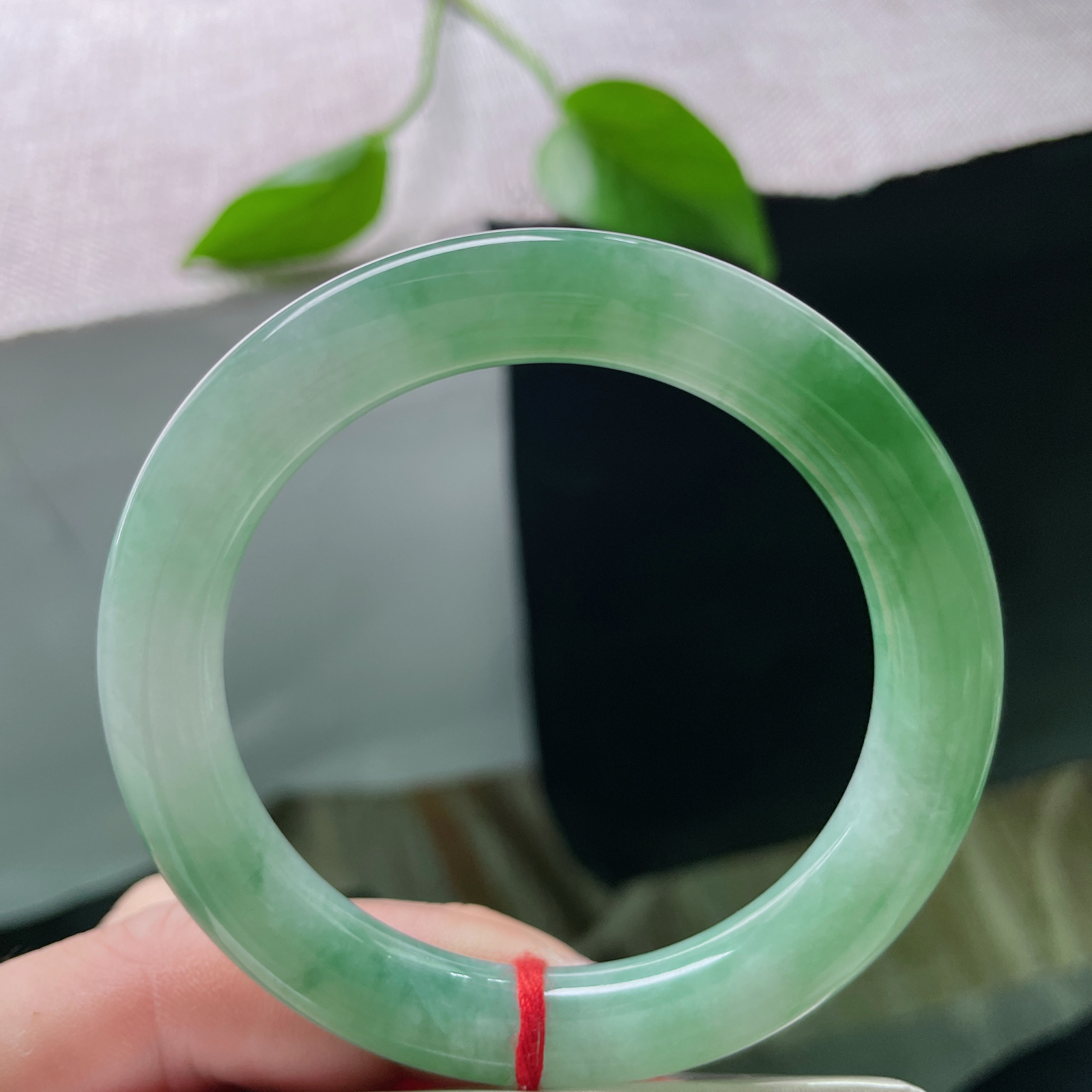 53/9.6，湖水绿圆条，飘花海草一般摇曳生姿，种老，水头好，细腻，一点皮纹