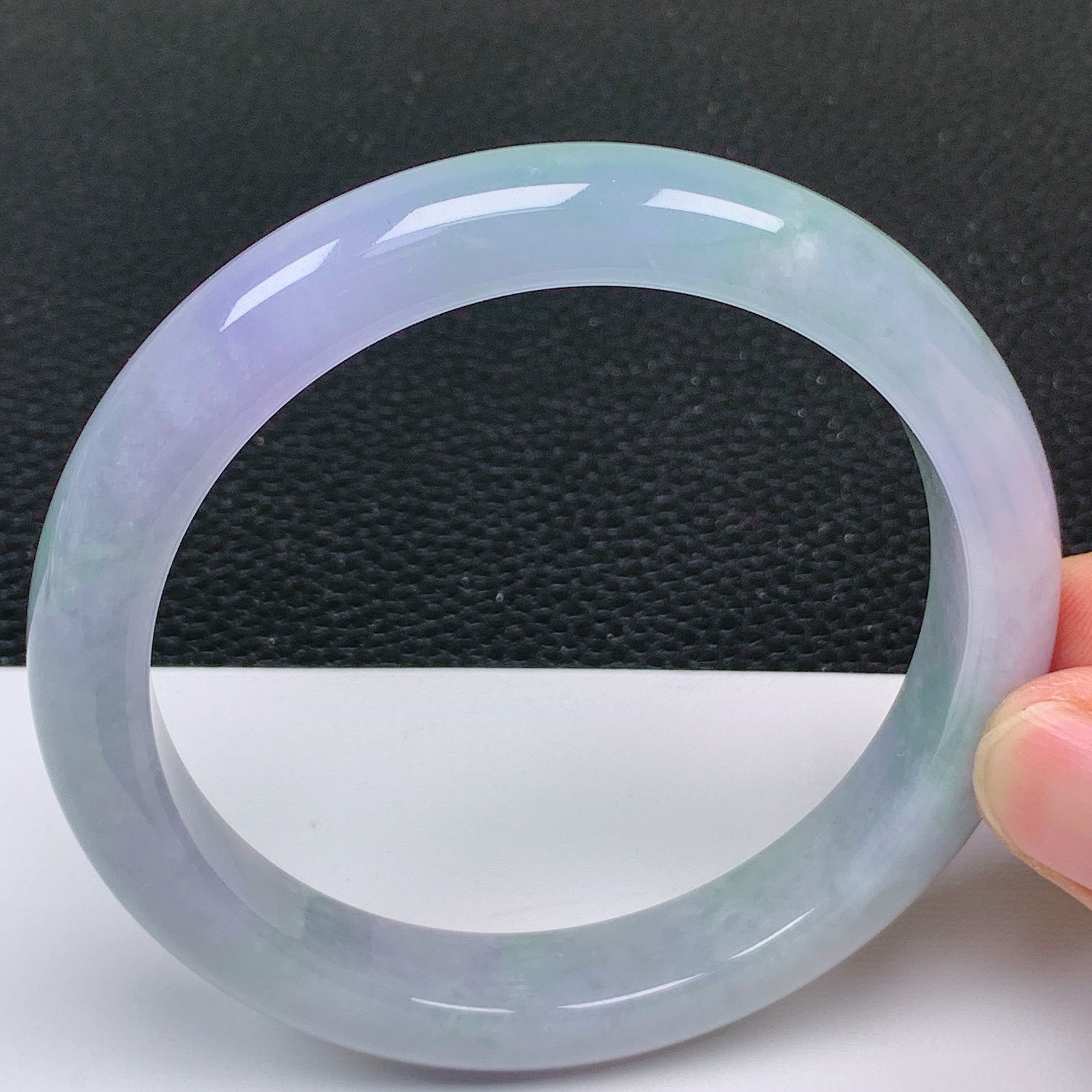 62～63大圈口 天然翡翠老坑冰润紫罗兰手镯 尺寸62.8*12*8.8mm