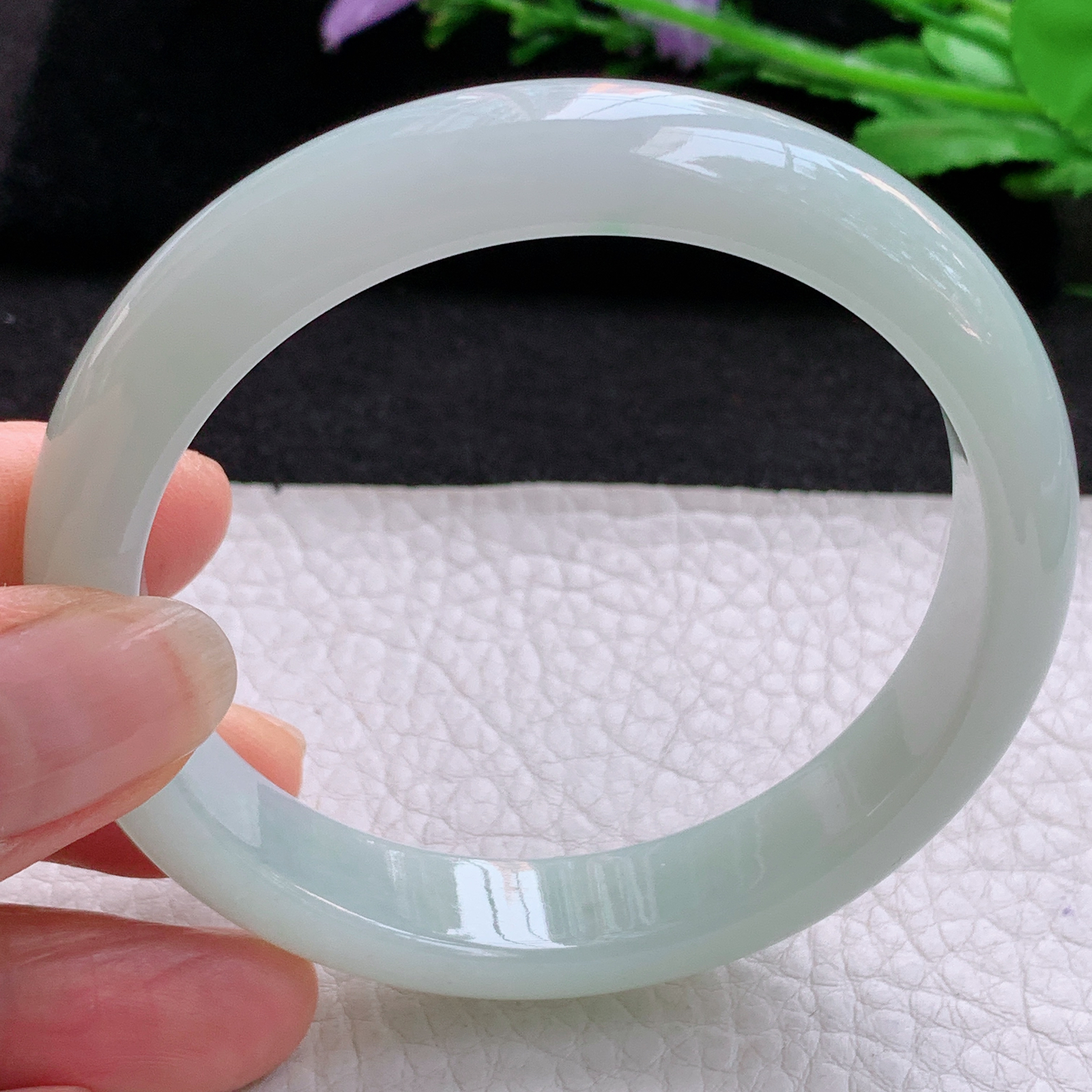 xx实拍58*12*7.8平安镯 天然缅甸翡翠A货晴绿冰胶宽边玉手环