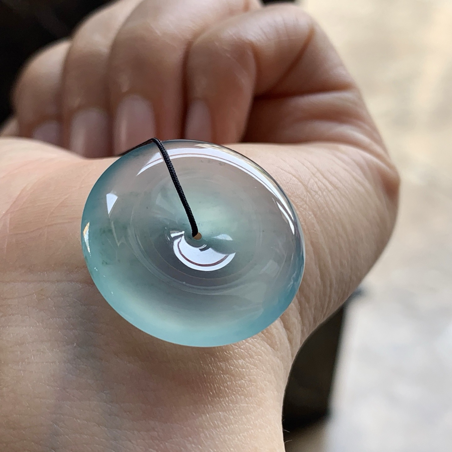 冰蓝平安扣^_^很纯 冰透